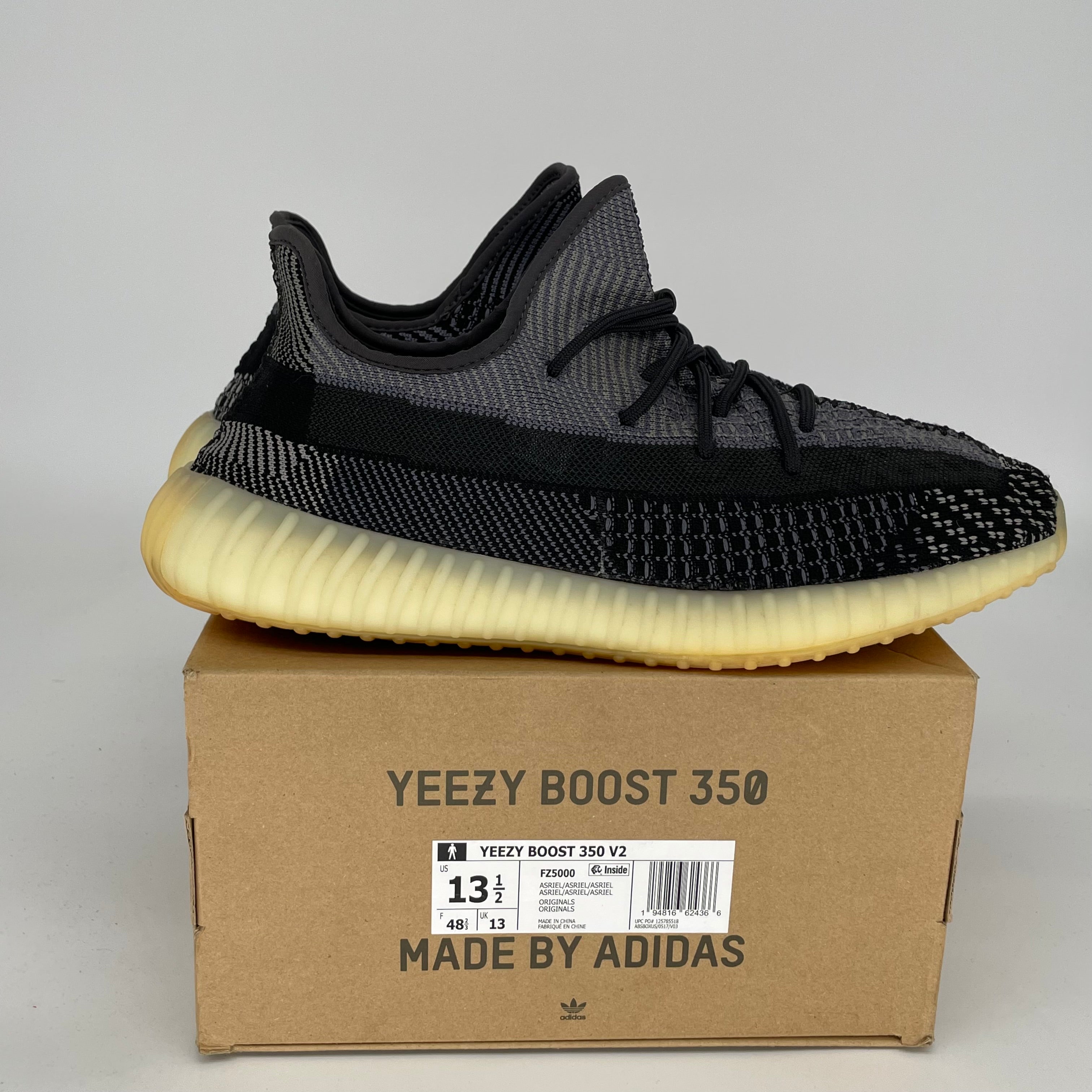 Adidas Yeezy Boost 350 V2 Carbon Sneakers - Men's Size 13.5 (FZ5000) | Comfortable Running Shoes for Gym, Jogging & Casual Wear