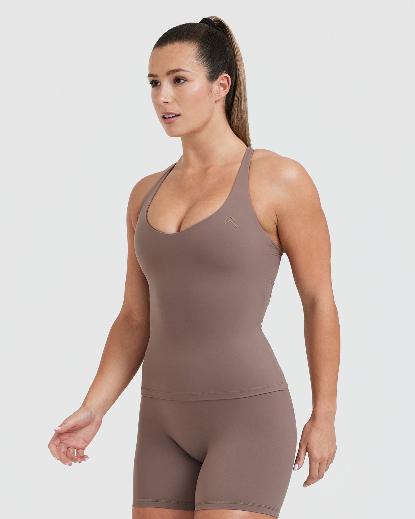 Unified V Neck Cross Back Vest for Women - Cool Brown | Casual & Workout Wear | Perfect for Yoga, Gym, and Everyday Fashion