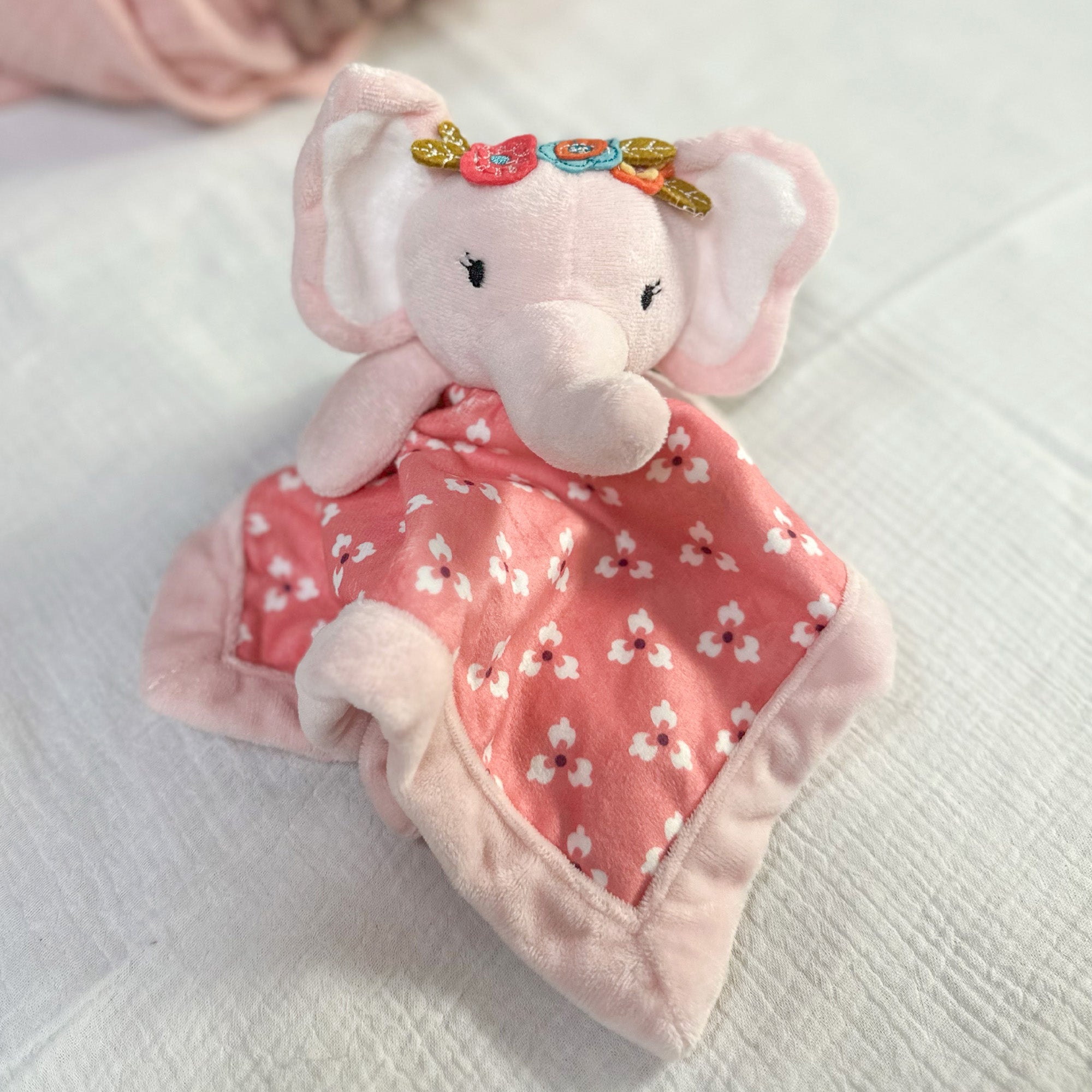 Soft Pink Elephant Plush Security Blanket for Babies & Toddlers - Comforting Cuddle Toy for Nursery, Travel & Sleep Time