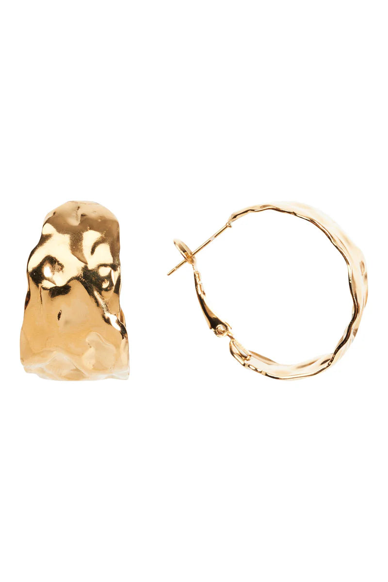 Stylish Folie Gold Hoop Earrings - Pressed Design for Women | Perfect for Parties, Weddings & Everyday Wear