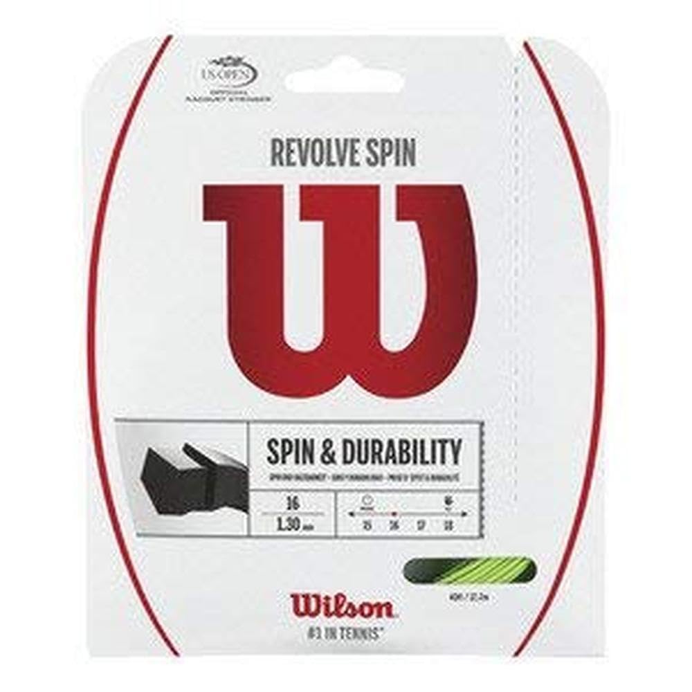 Wilson Revolve Spin 16 Tennis String Set - Green | High Performance Tennis String for Spin & Control | Perfect for Competitive Play & Tournament Matches
