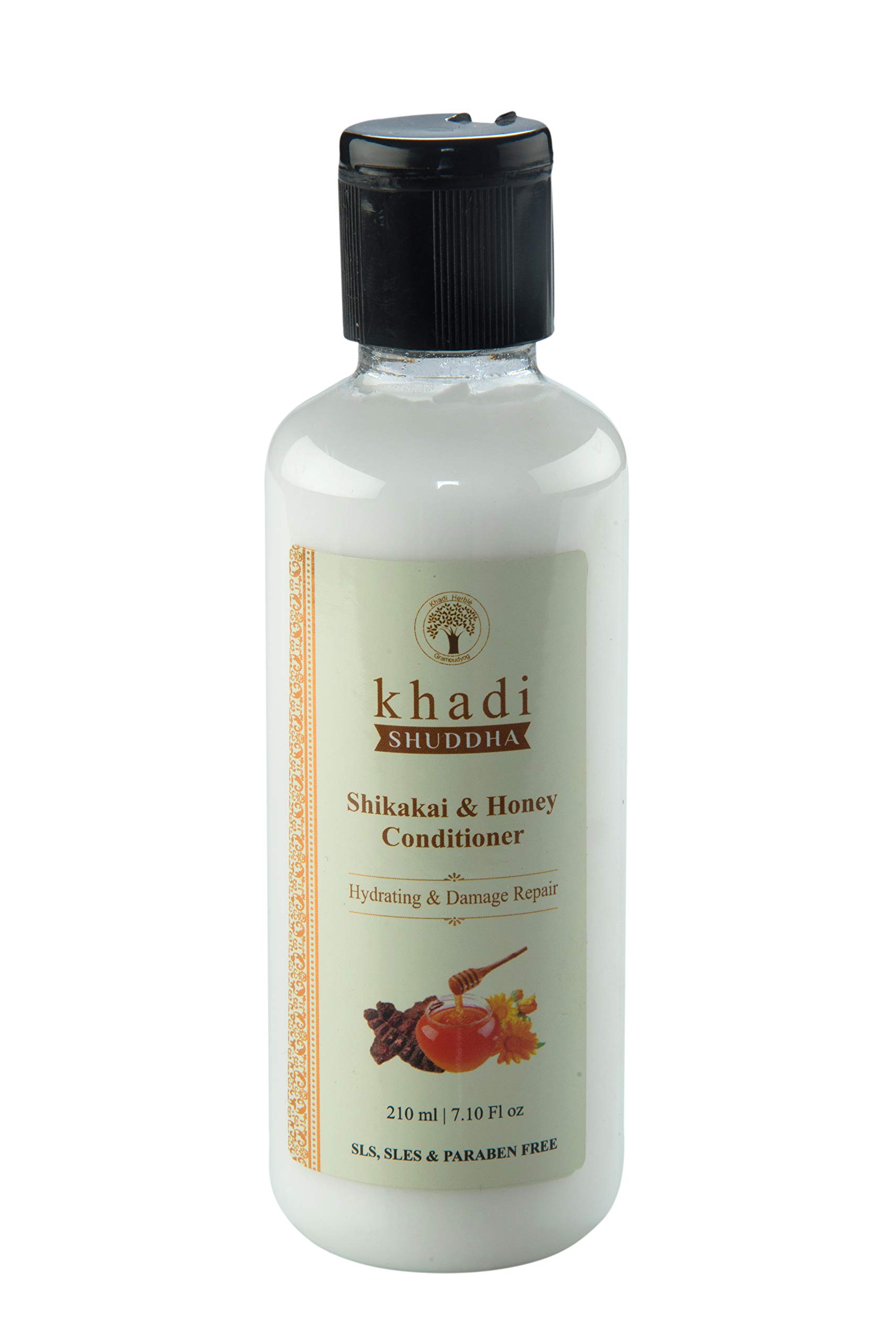 Khadi Shuddha Shikakai & Honey Hair Conditioner 210ml - Sulfate Free, Paraben Free, Natural Softening & Protecting Formula for Dry & Damaged Hair - Ideal for Daily Use & Hair Repair Treatment