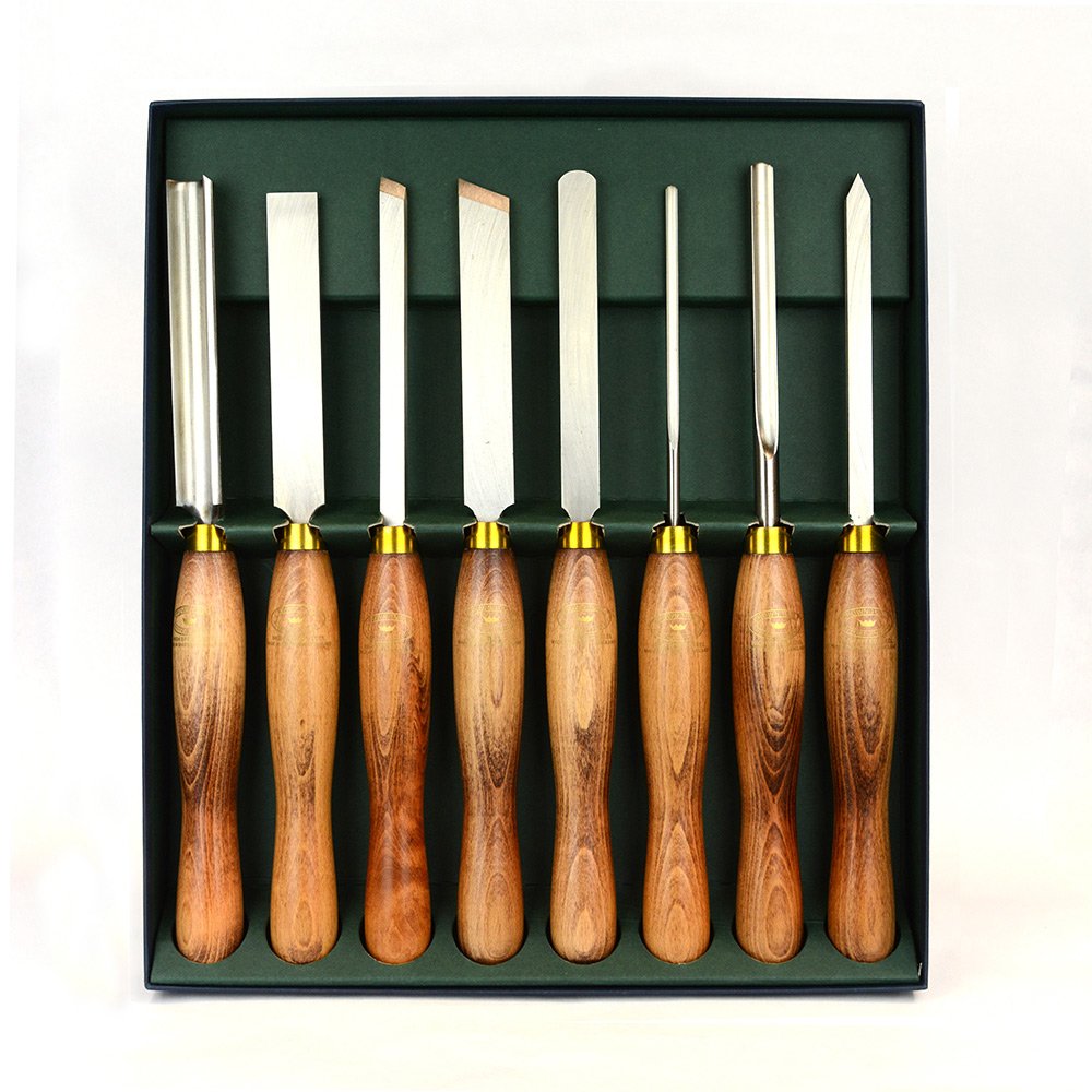 8-Piece Woodturning Tool Set with 285mm Handles - Professional Wood Lathe Chisels for Bowl Turning, Spindle Work & Wood Carving (Perfect for DIY Woodworking Projects & Crafting)