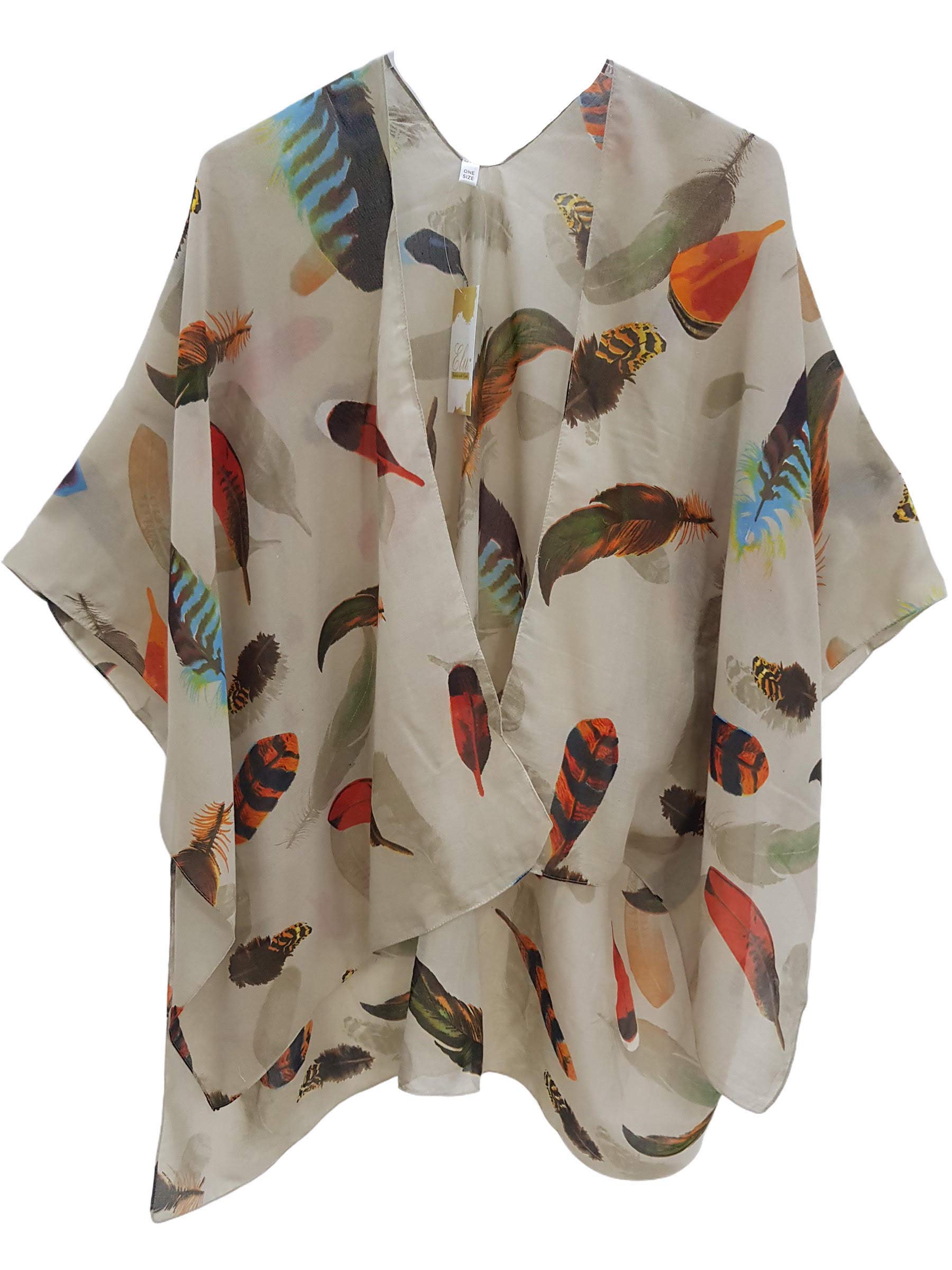 Bohemian Floral Print Women's Beach Cover Up Swimsuit Kimono Cardigan - Lightweight Summer Tops for Poolside, Vacation & Casual Outfits
