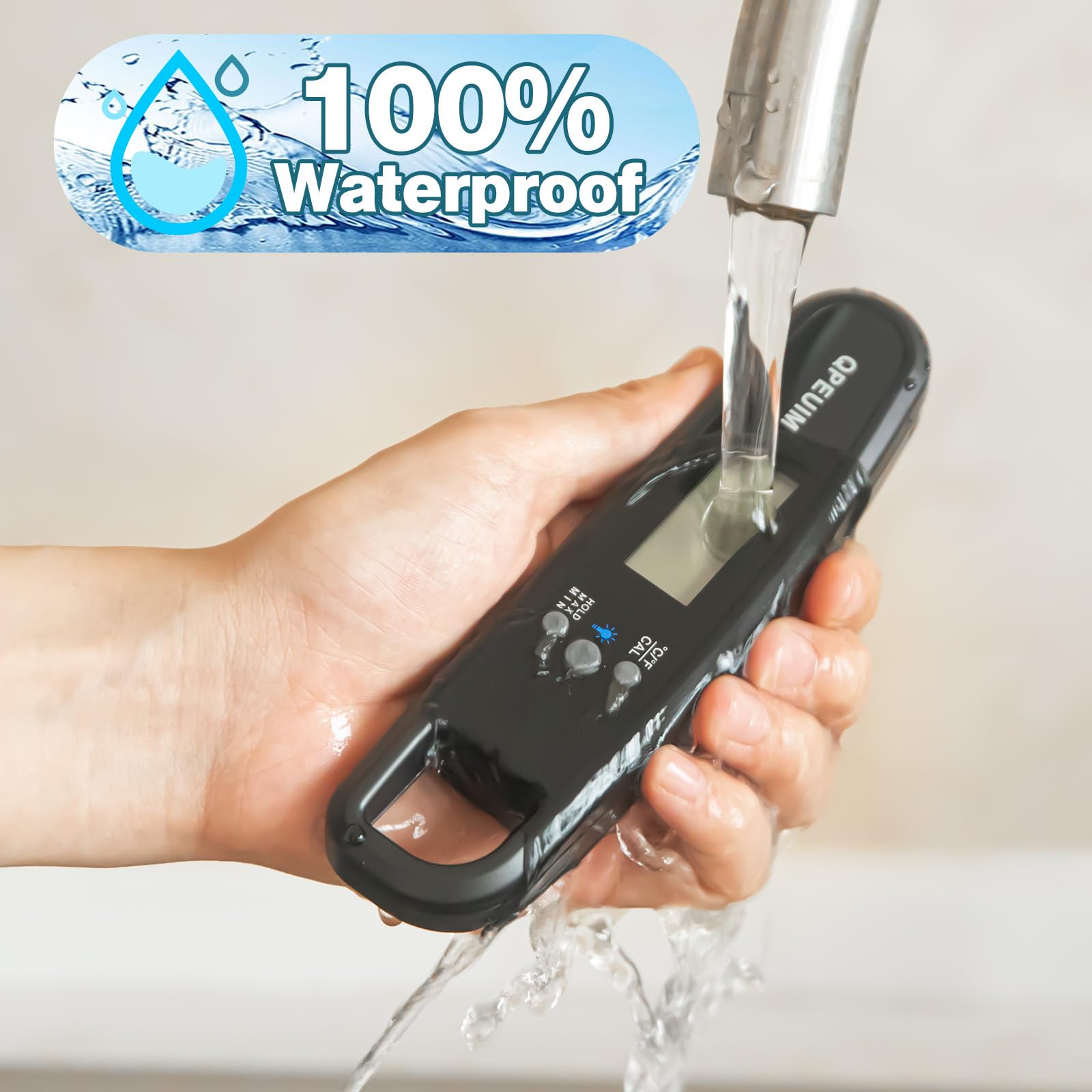 QPEUIM Digital Meat Thermometer - Instant Read Kitchen Thermometer for Cooking, BBQ, Grilling, Smoking & Candy Making with Backlight & Magnet - Perfect for Oil Deep Frying, Roasts, Baking & Outdoor Grilling