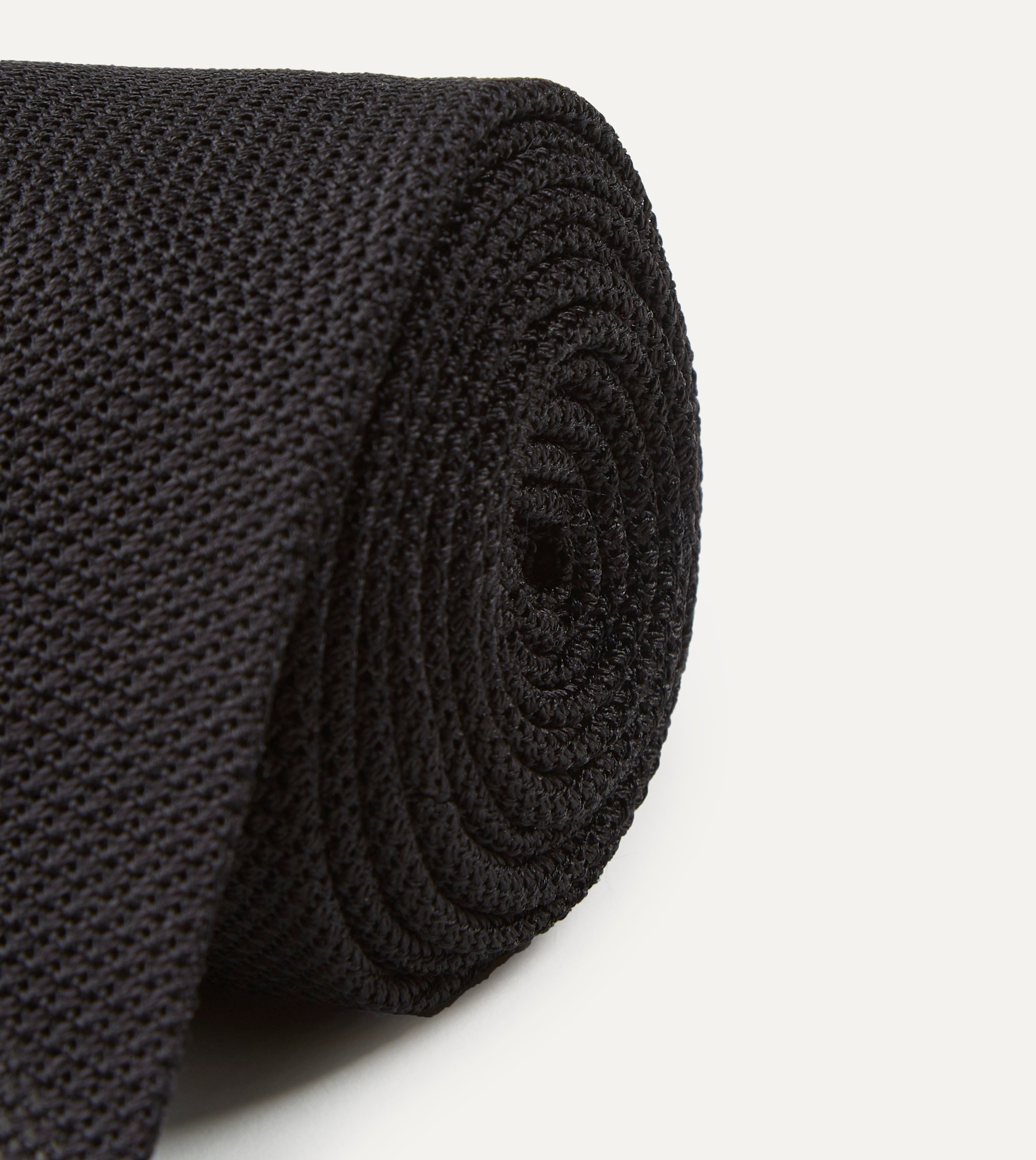 Premium Black Grenadine Silk Tie - Hand Rolled Fine Woven Necktie for Men | Perfect for Weddings, Business Meetings & Formal Occasions