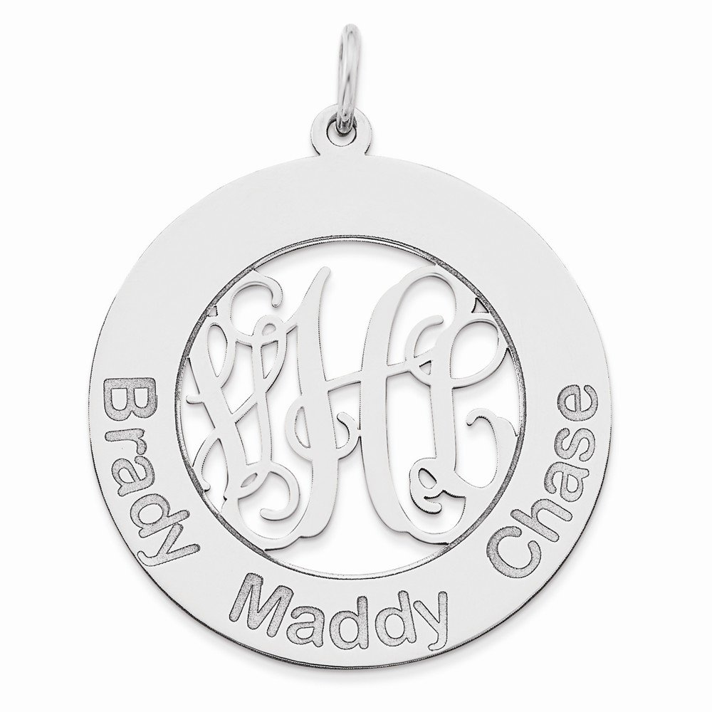 14k White Gold Personalized Laser Engraved Monogram & Name Pendant Charm - Perfect for Necklaces, Bracelets & Gift Giving
