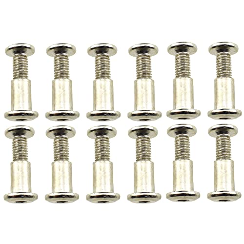 Baby Crib Screws M6x20mm - 12 Sets Silver Carbon Steel Fasteners for Bed & Bookcase Assembly