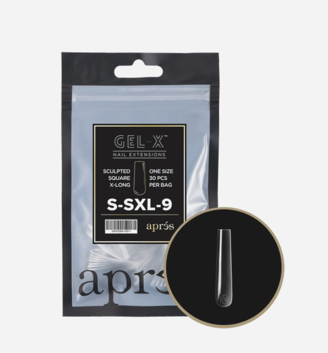 Apres Sculpted Gel X Extra Long Square Nail Tips - 30pc Set for Professional & DIY Manicures - Perfect for Special Occasions & Everyday Wear