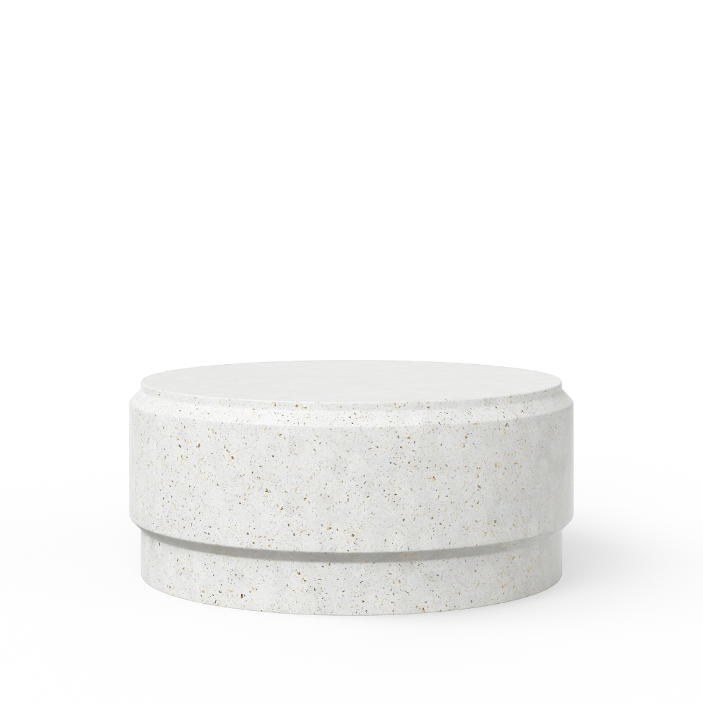 Outdoor Concrete Round Coffee Table - Durable Weatherproof Barrel Design for Patio, Garden, and Backyard Decor