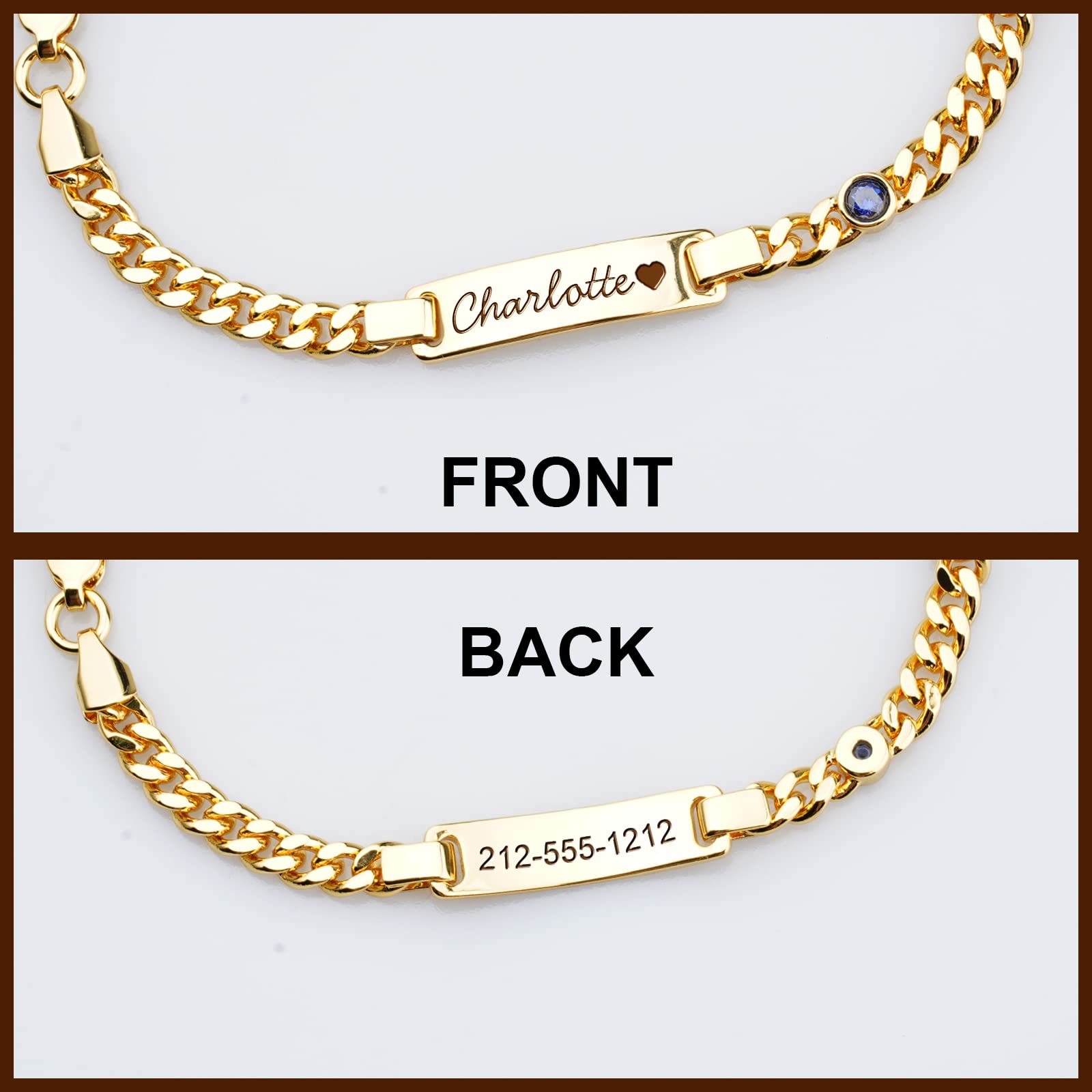 Personalized Baby Bracelet for Girls & Boys - 18K Gold Plated Birthstone Bracelet with Engraved Name - Cute Toddler Jewelry for Easter, Birthday & Baptism Gifts - Perfect for Newborns, Christenings & Special Occasions