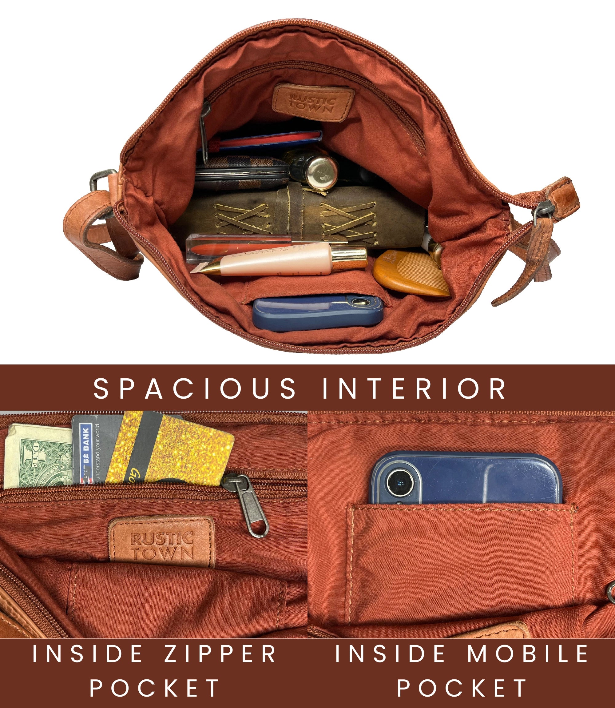 Stylish Brown Leather Sling Bag for Women - Crossbody Purse with Adjustable Strap - Perfect for Travel, Shopping & Everyday Use