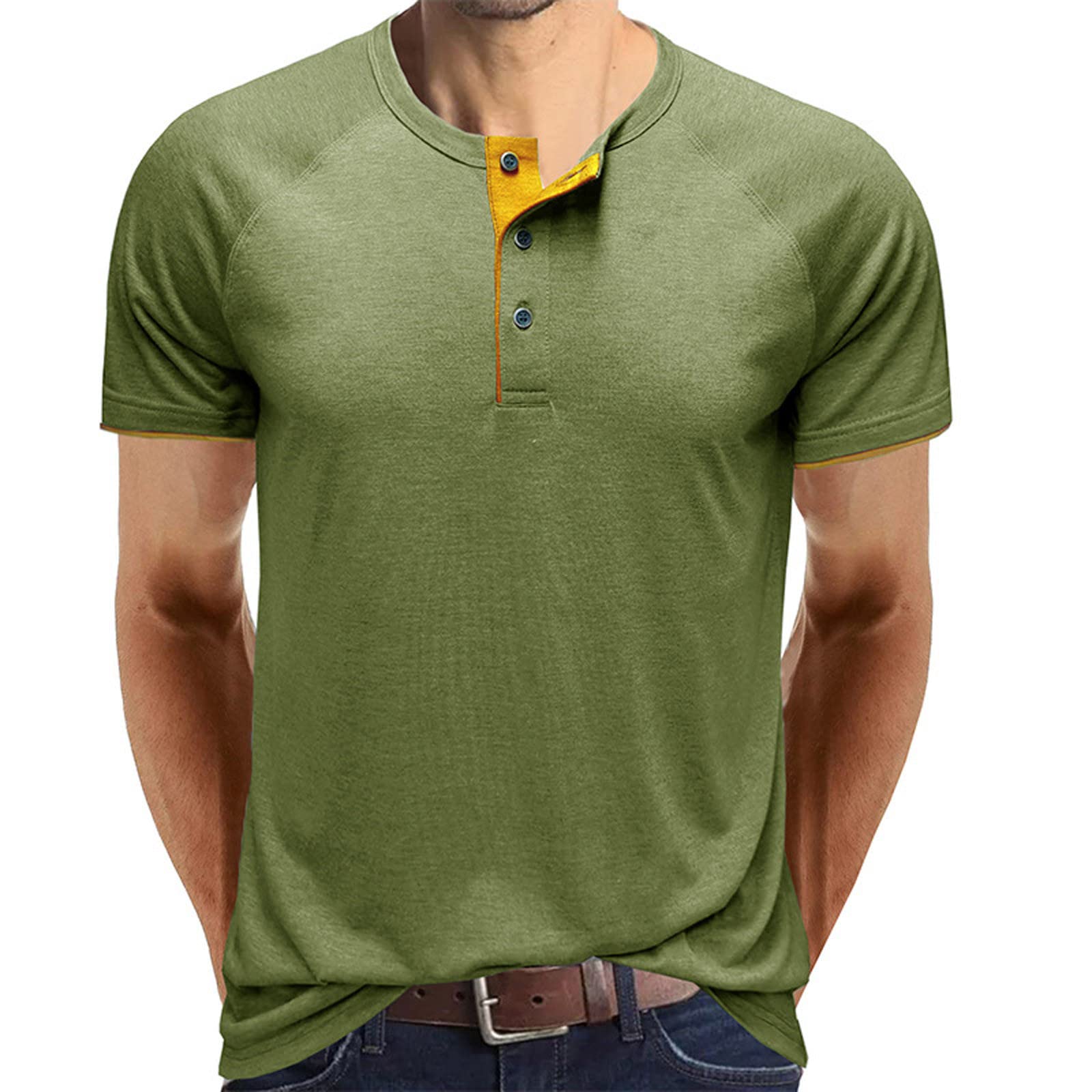 Men's Short Sleeve Button-Up Casual T-Shirt | Solid Color Fashion Top | Perfect for Summer Outfits, Work Casual & Weekend Wear