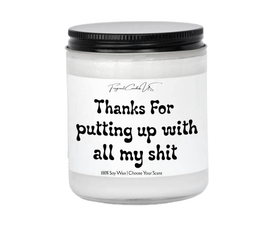 Funny Mother's Day & Father's Day Gifts - 'Thanks for Putting Up With Me' Scented Candle for Mom & Dad - Birthday Gifts for Parents - Home Decor & Relaxation Gifts for Special Occasions