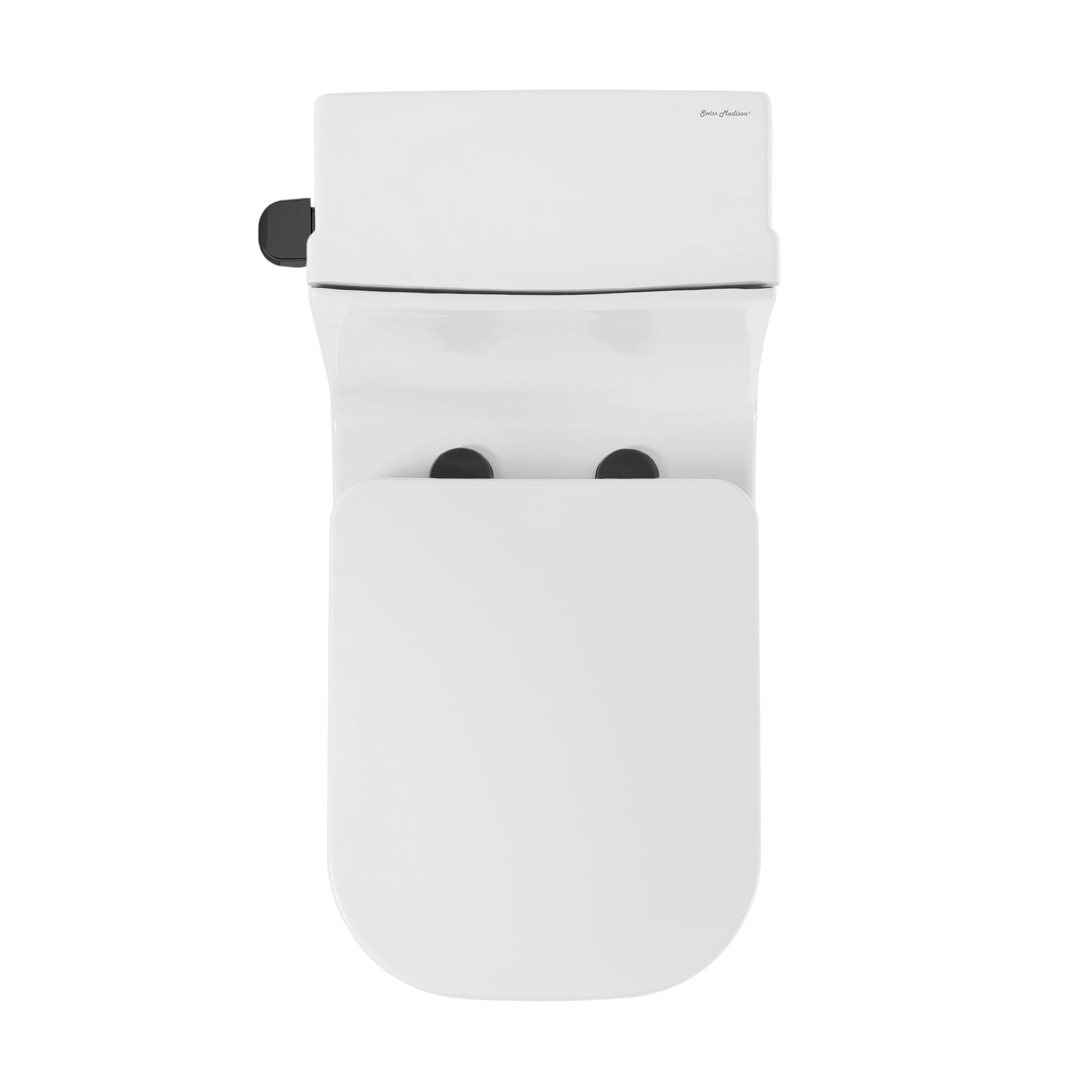 Concorde One-Piece Square Toilet with Side Flush, 1.28 GPF Water Saving Design, Modern Black Hardware - Perfect for Small Bathrooms, Apartments & Contemporary Homes