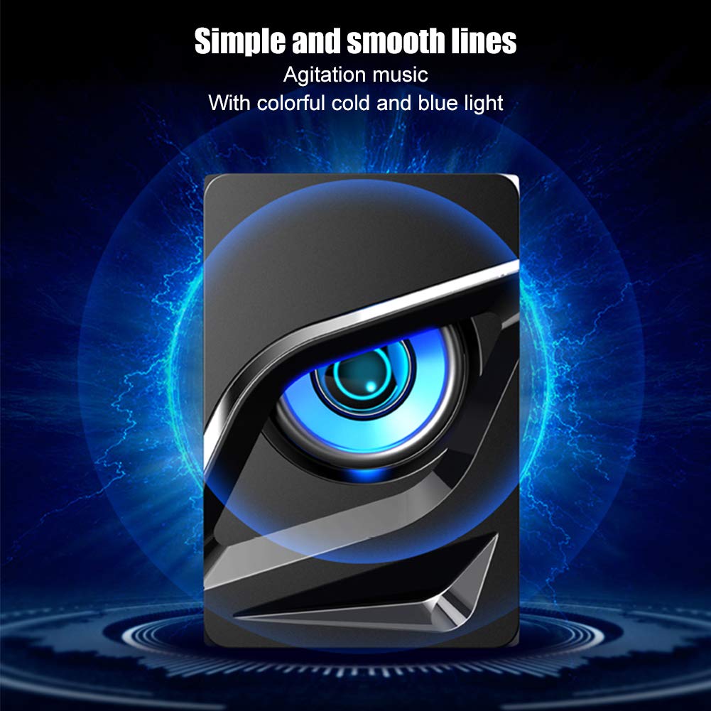 Ciglow Mini Computer Speakers with USB Power & 3.5MM Stereo Audio Cable, Low Frequency Wired Desktop Speakers for PC, Laptop, MP3 Player, Smartphone - Perfect for Home Office, Gaming, and Music Listening (Black)