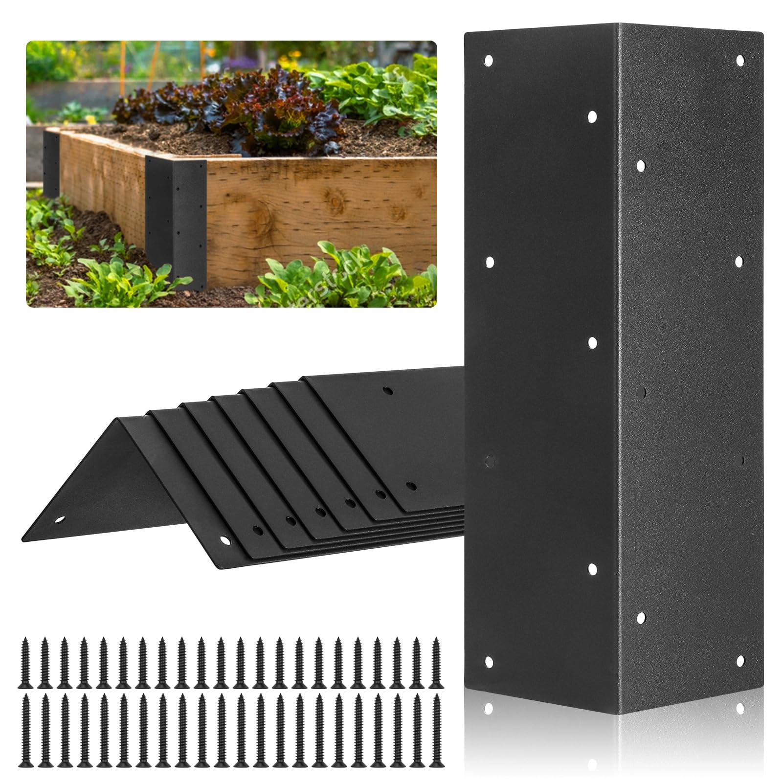 8 Pack Raised Garden Bed Corner Brackets with Wood Screws - Heavy Duty 11