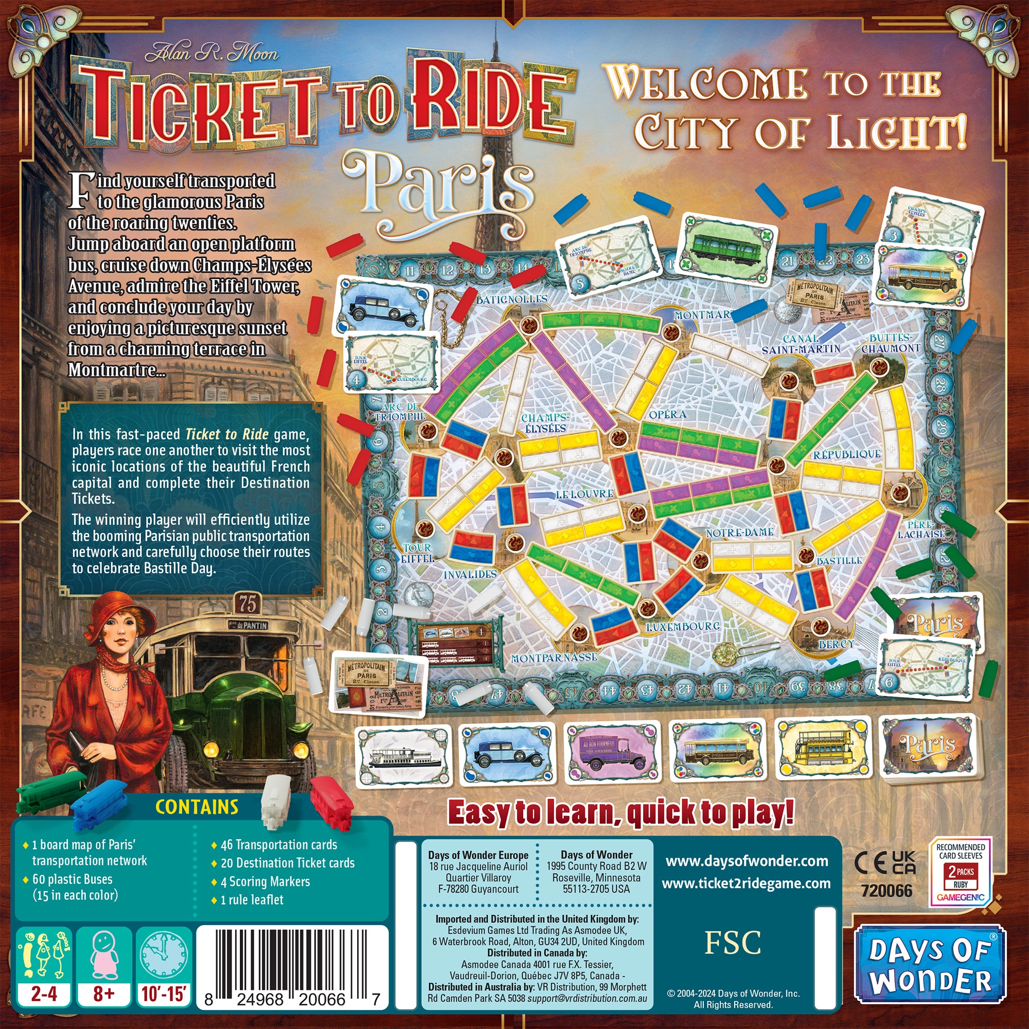 Ticket to Ride Paris Board Game - Family Strategy Game for Adults & Kids - Perfect for Game Nights & Travel