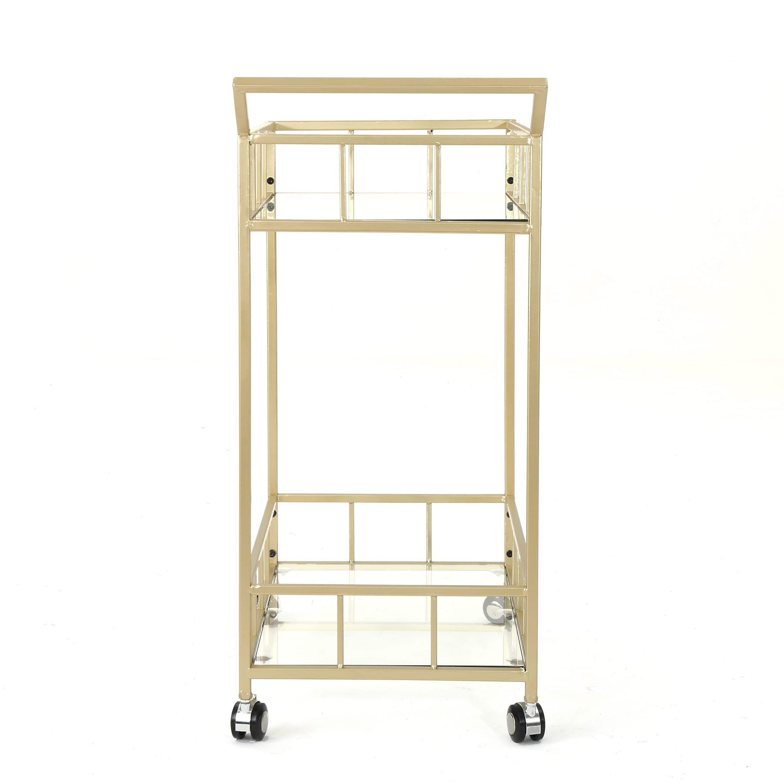 Christopher Knight Home Louise Indoor Industrial Modern Iron and Glass Bar Cart in Gold - Perfect for Home Bars, Living Room Decor & Cocktail Serving