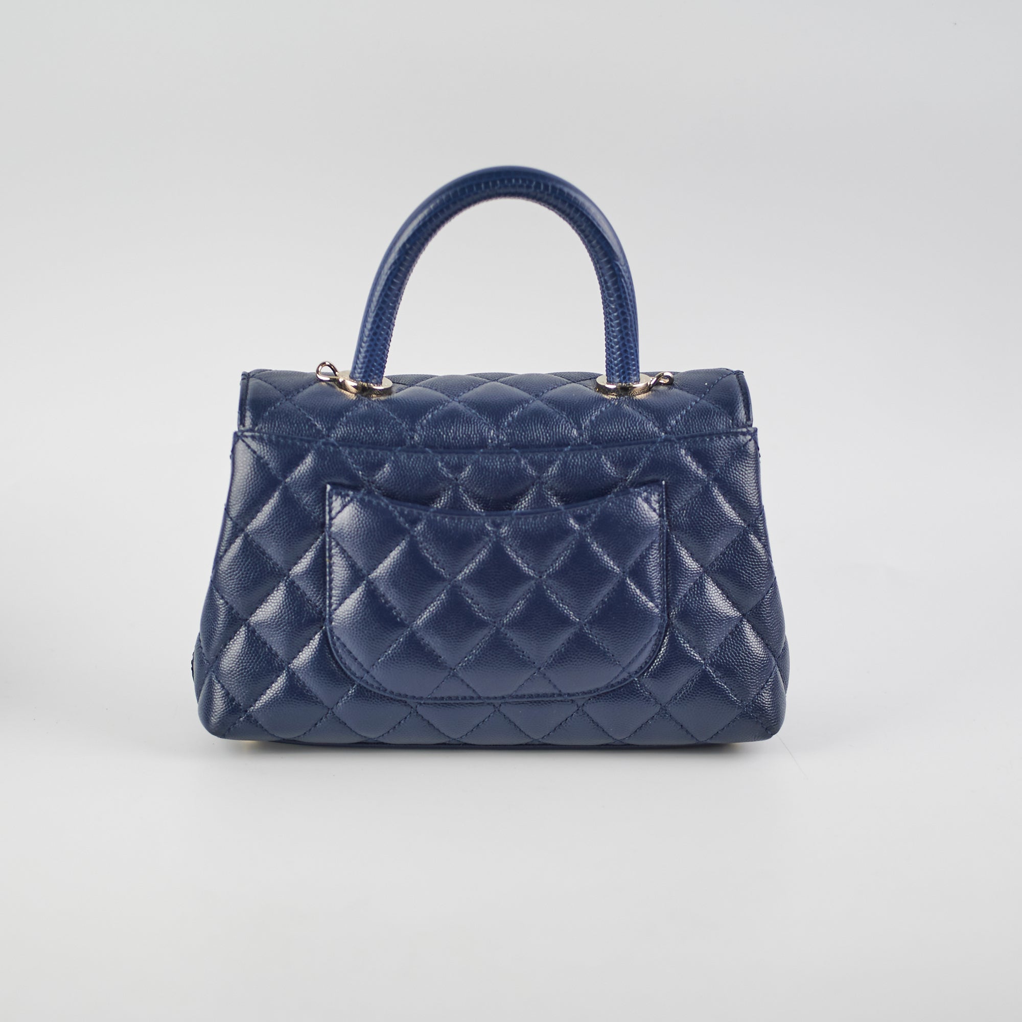 Chanel Small Coco Handle Bag in Navy Blue Caviar Leather with Microchip - Perfect for Everyday Luxury & Special Occasions