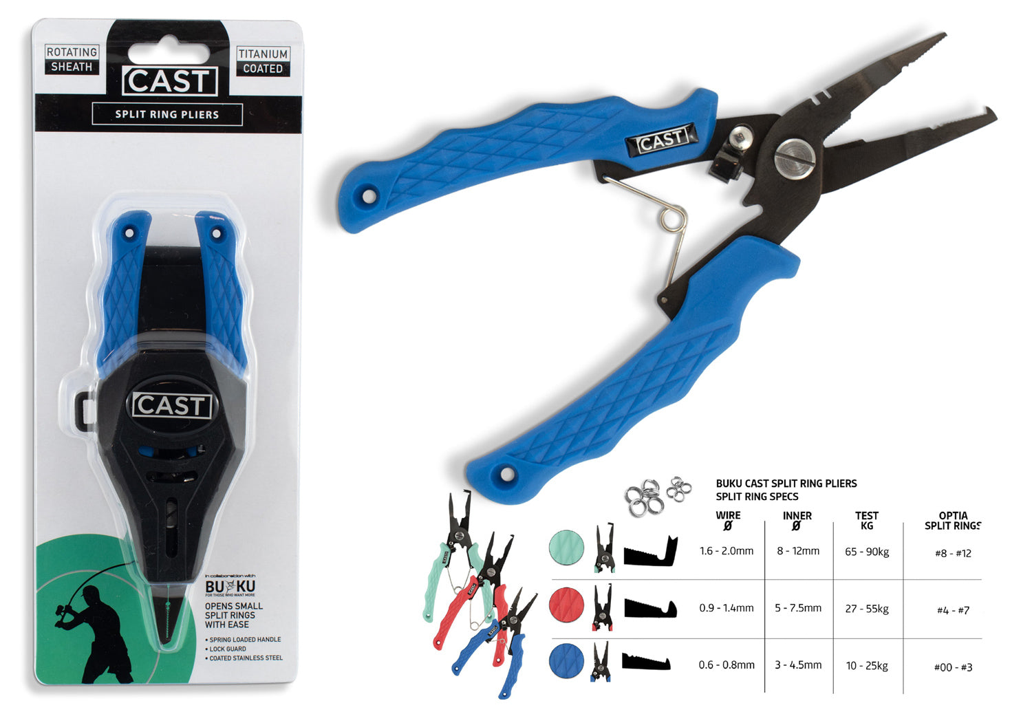 Buku Cast HD Split Ring Pliers with Rotating Rubber Sheath - Professional Fishing Tackle Tool for Jewelry Making and Keychain Repair