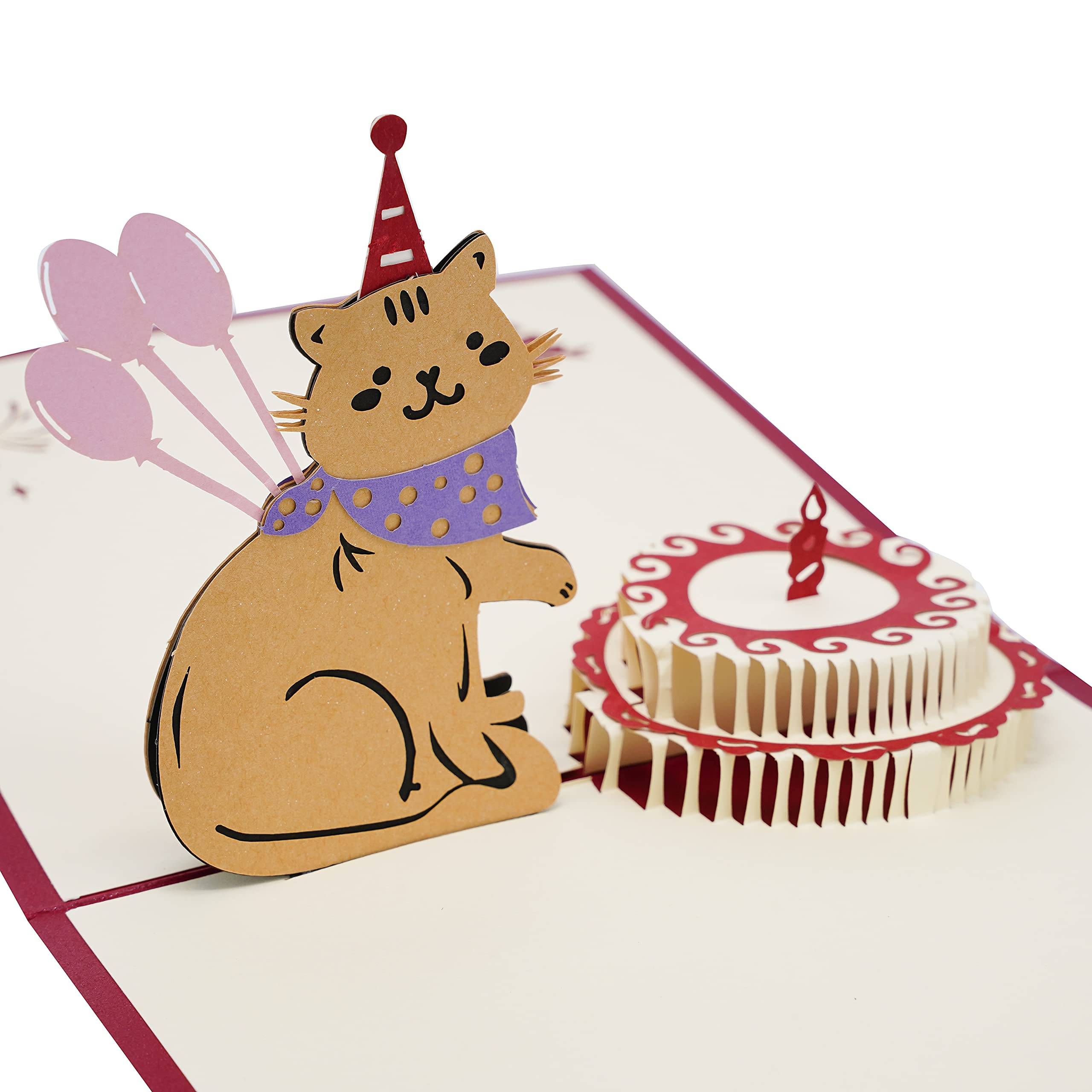 3D Pop Up Birthday Card with Cute Cat Design - Handmade Greeting Card for Men, Women, Wife, Husband, Kids & Friends | Funny Birthday Gift Idea for Parties, Anniversaries & Special Occasions
