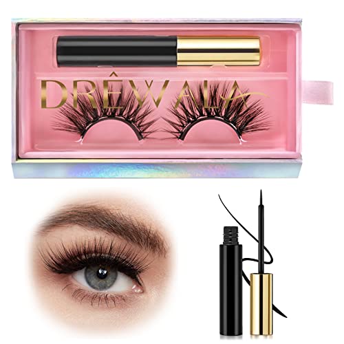 3D Magnetic Eyelashes Kit with Eyeliner - Natural Look Faux Mink Lashes, Reusable Long Round Lashes & Strong Black Eyeliner | Glueless Easy Removal for Everyday Wear, Special Occasions & Date Nights