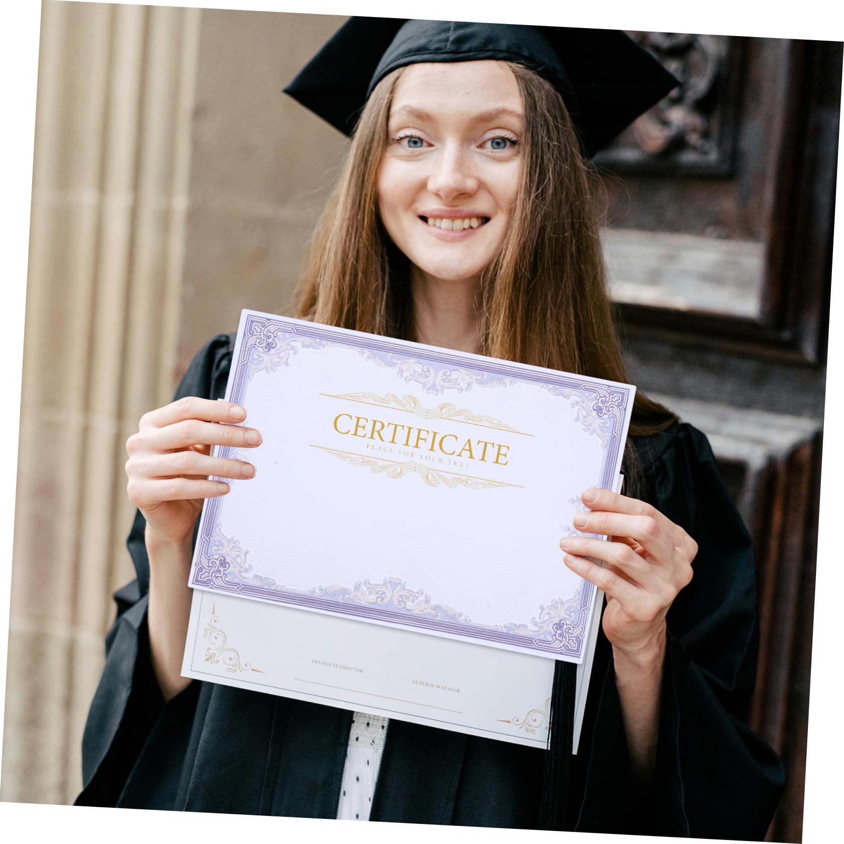 CAXUSD 50 Sheets Blank Certificate Paper - Premium Diploma Paper with Round Corners & Smooth Edges for Printing, Awards & Commendations | Perfect for Graduation Certificates, Achievement Awards & Professional Documents