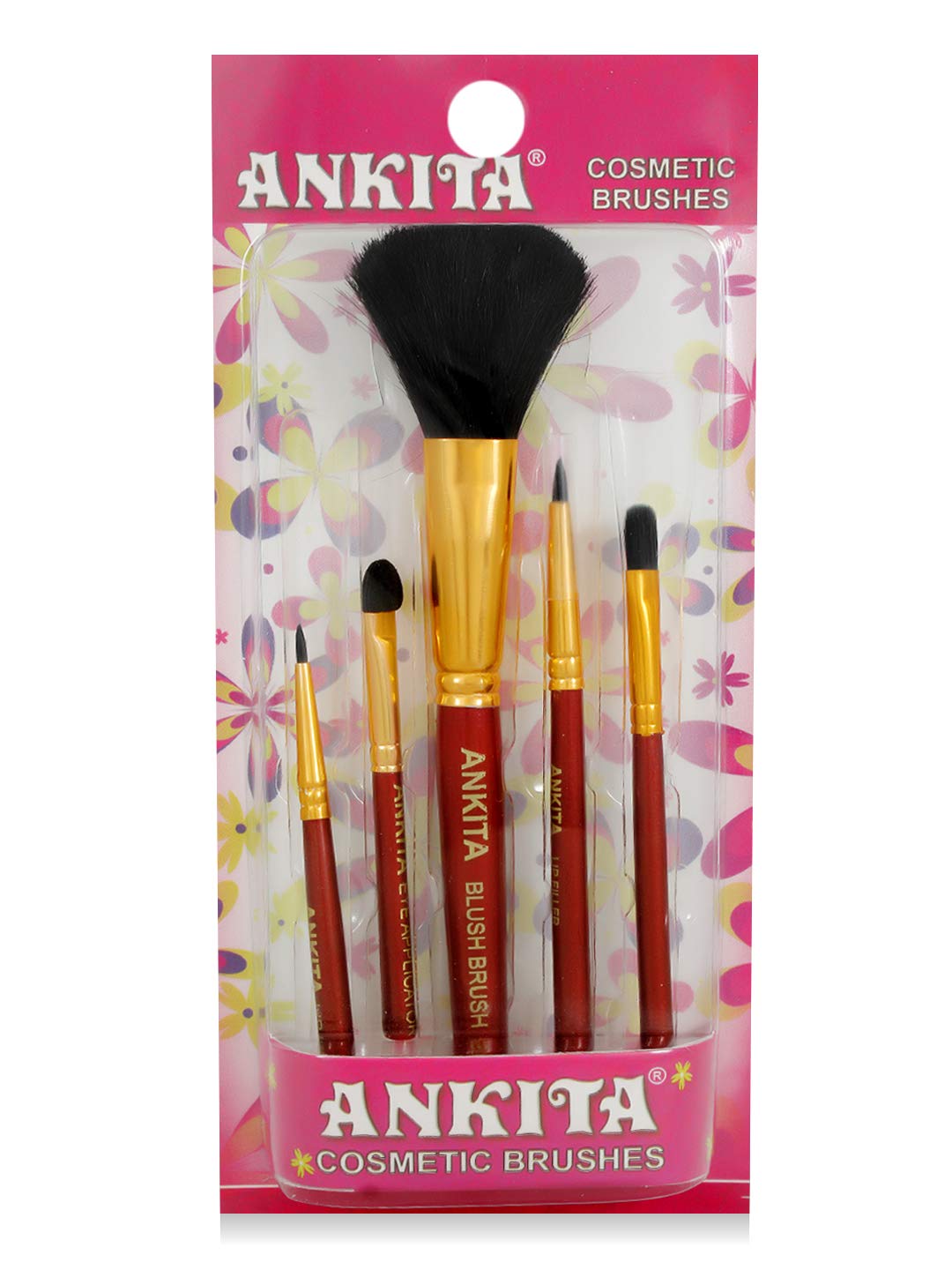Premium Ankita 5-Piece Makeup Brush Set - Soft Synthetic Bristles for Flawless Foundation, Blending & Contouring - Perfect for Travel, Professional Makeup Artists & Everyday Beauty Routine