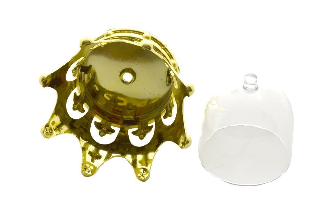Momoka's 12-Piece Fillable Plastic Mini Crown Baby Shower Favors with Clear Dome Lids - Gold Table Decorations for Birthday Parties, Bridal Showers & Wedding Receptions