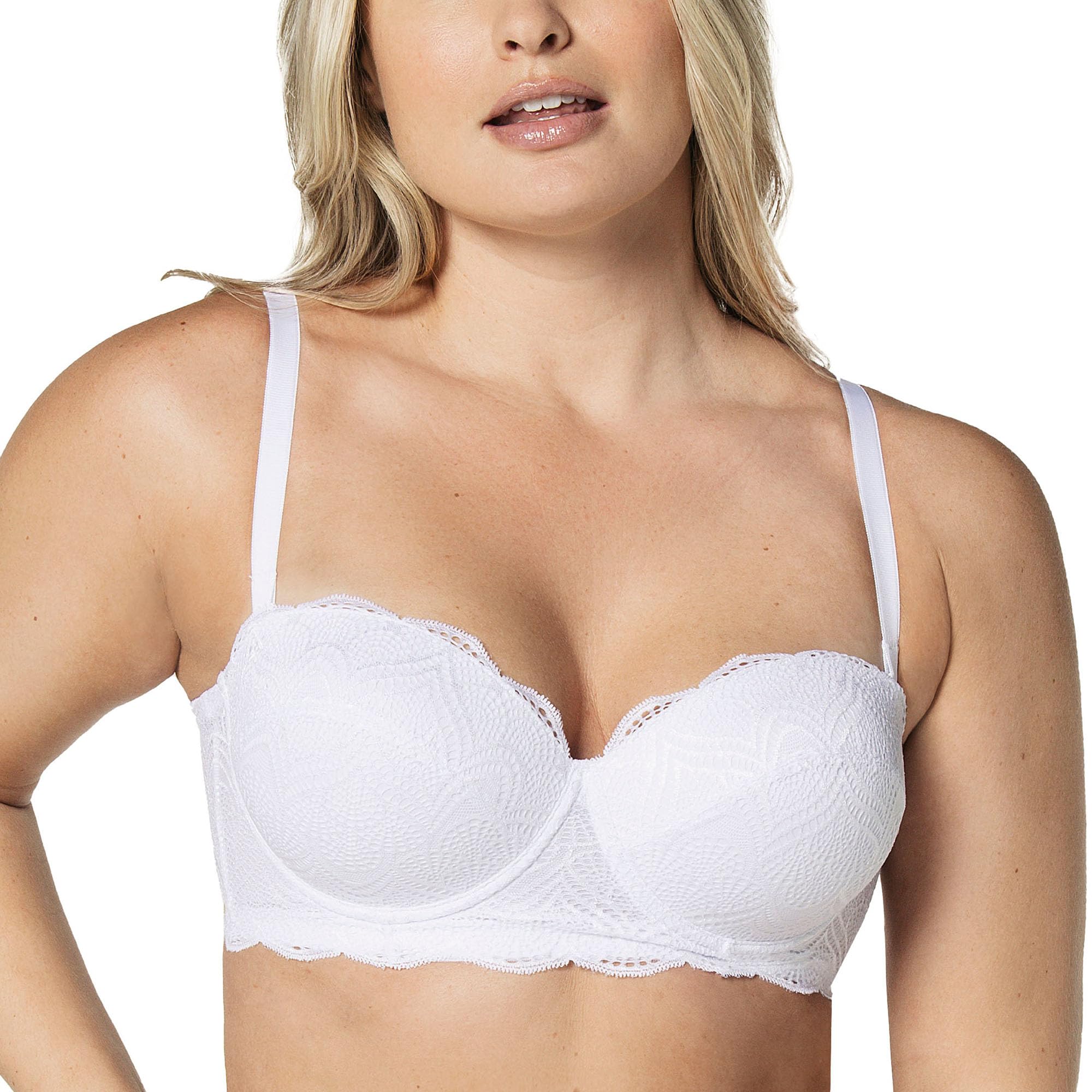 Leonisa Strapless Bras for Women - Full Coverage Push Up Bra with Lace & Removable Pads | Comfortable Support for Wedding, Evening Dresses & Special Occasions