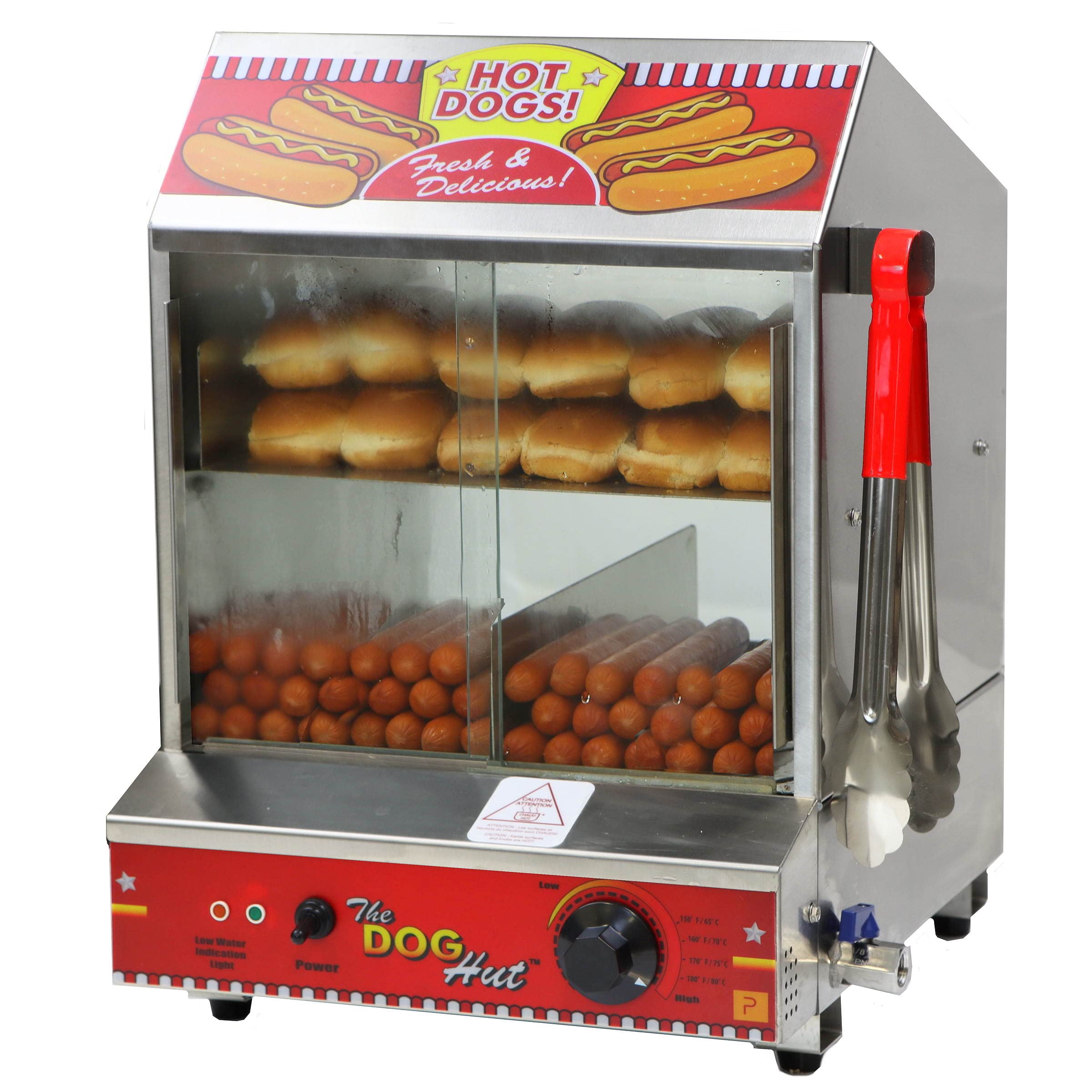 Paragon 8020 Red Hot Dog Steamer - Commercial Grade Hot Dog Warmer for Restaurants, Food Trucks & Concession Stands