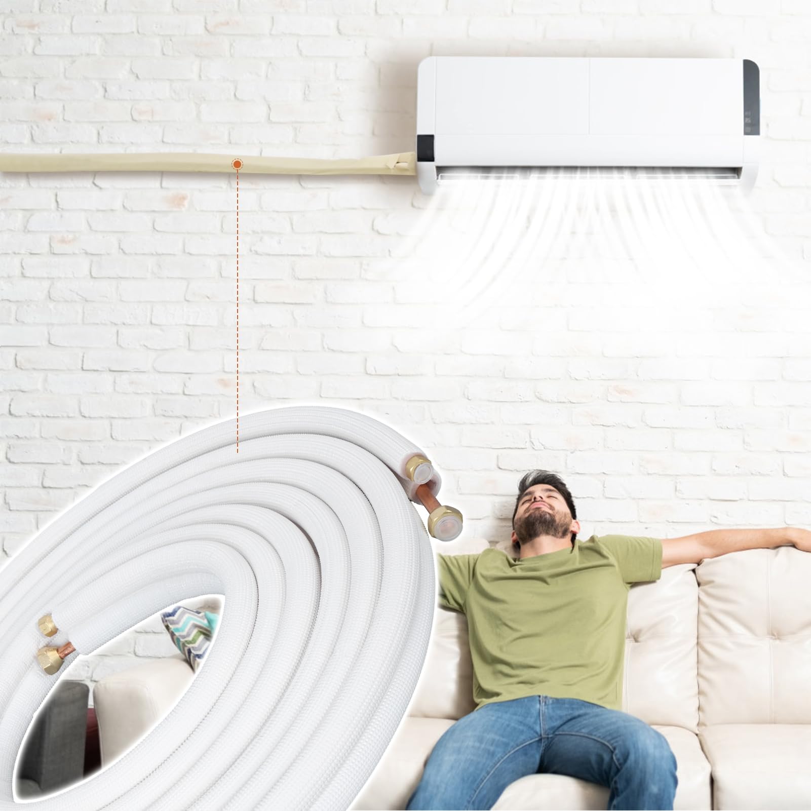 25FT Mini Split AC Line Set for Fixed Frequency 1.5-2 Ton Air Conditioners - 1/4