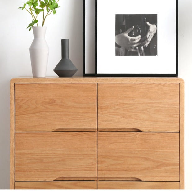 Camilla RITZ 8-Drawer Chest - Japanese Nordic Style Solid Wood Dresser (Walnut/Cherry) - Bedroom Storage Furniture for Clothes & Home Organization