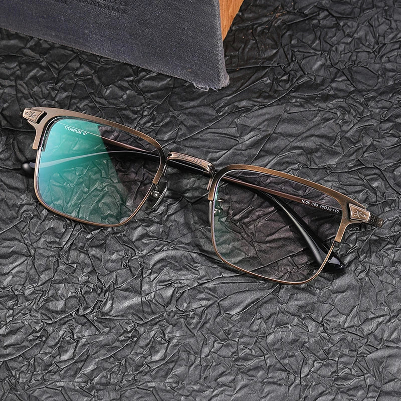 Stylish Black Unisex Titanium Square Full Rim Eyeglasses 1405 - Perfect for Reading, Work & Everyday Fashion