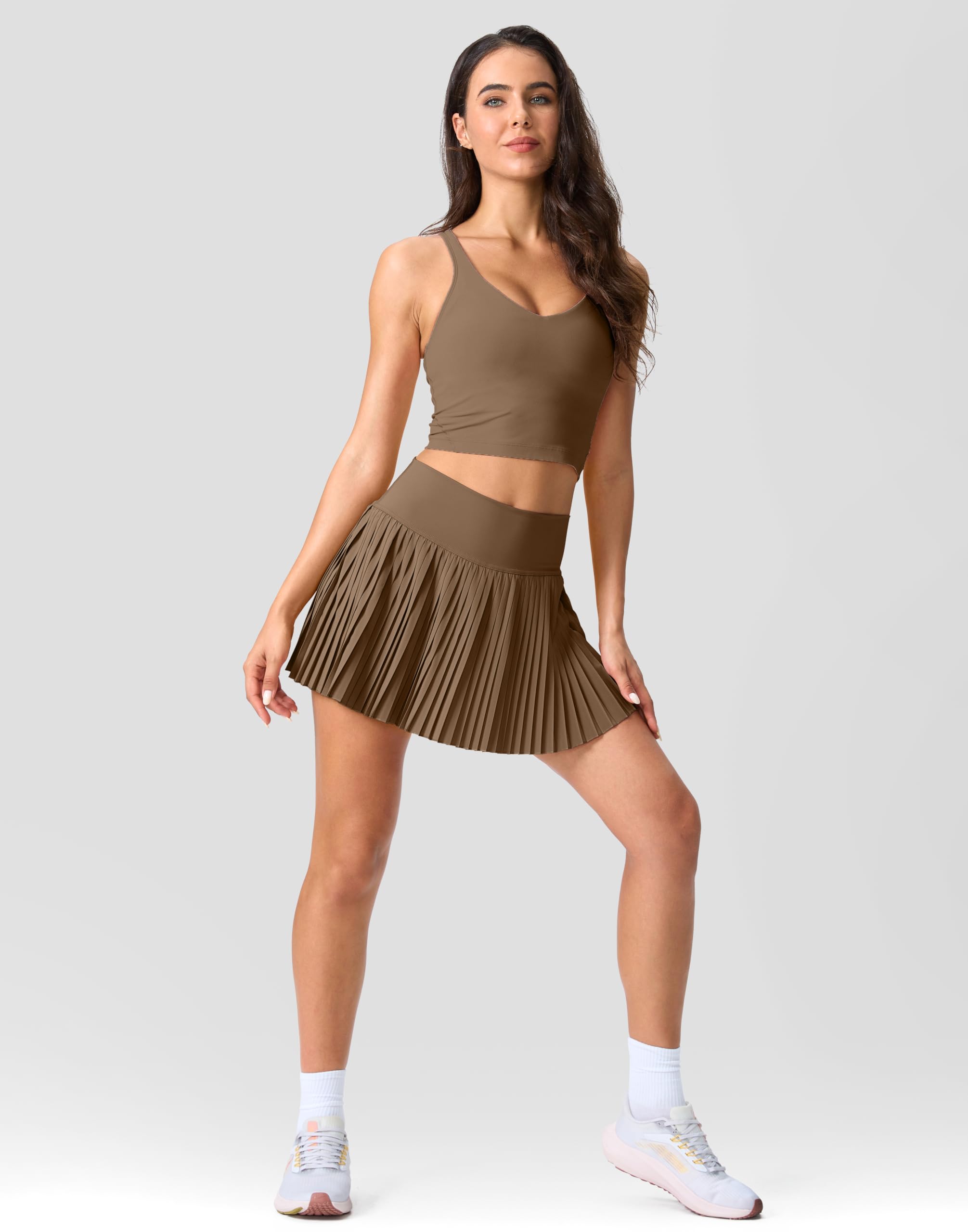 SANTINY Women's Pleated Tennis Skirt with Pockets - High Waisted Athletic Skort for Golf, Running & Workout - Lightweight Comfortable Sports Skirts for Active Lifestyle