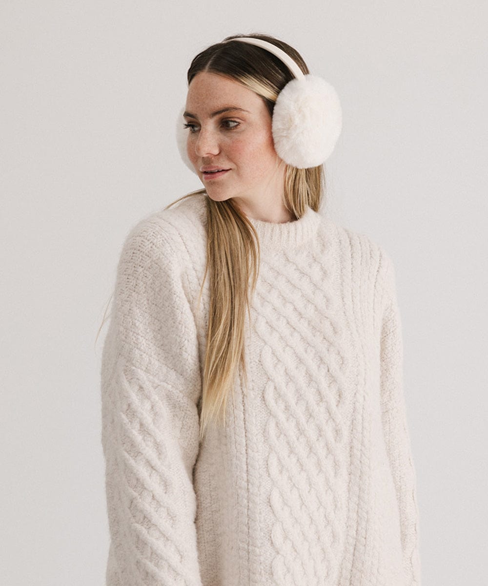 Leena Faux Fur Earmuffs - Winter Warm Ear Muffs for Women & Girls - Soft Plush Fleece Lined - Cold Weather Accessories for Outdoor Activities, Skiing, Snowboarding & Daily Winter Wear