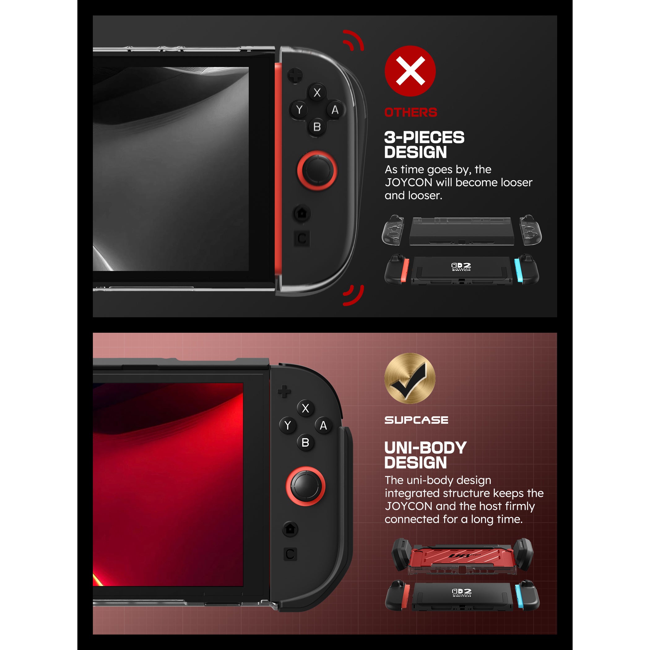 Nintendo Switch 2 Unicorn Beetle PRO Protective Gaming Case - Shockproof & Scratch-Resistant Cover for Nintendo Switch 2 Console (Metallic Red) - Perfect for Travel, Outdoor Gaming & Daily Protection