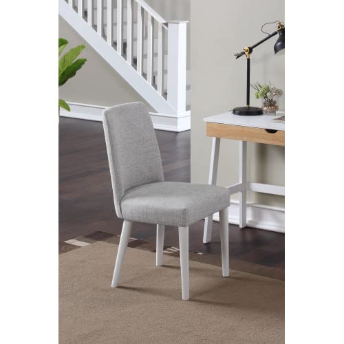 Fabric Upholstered Dining Chairs - Urban Style Kitchen Side Chairs with Solid Wood Legs, Padded Accent Chair for Living Room, Kitchen & Bedroom (White, Single Pack) - Perfect for Small Spaces, Breakfast Nooks & Modern Home Decor