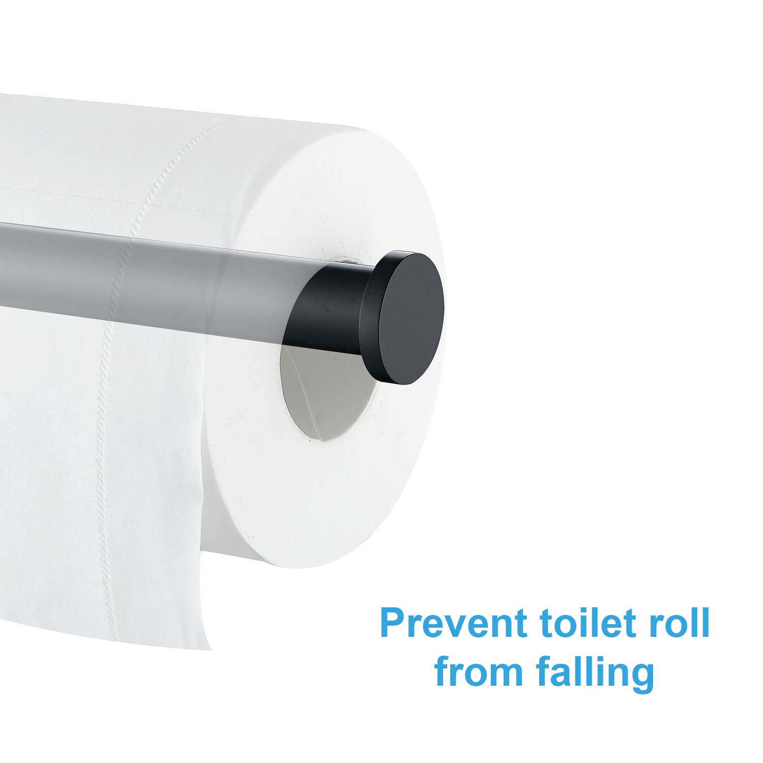 TASTOS Matte Black Toilet Paper Holder - SUS304 Stainless Steel Wall Mounted Bathroom Tissue Roll Dispenser - 5 Inch Modern Round TP Holder for Kitchen, Washroom & Restroom - Durable & Stylish Bathroom Accessory for Home & Office Use