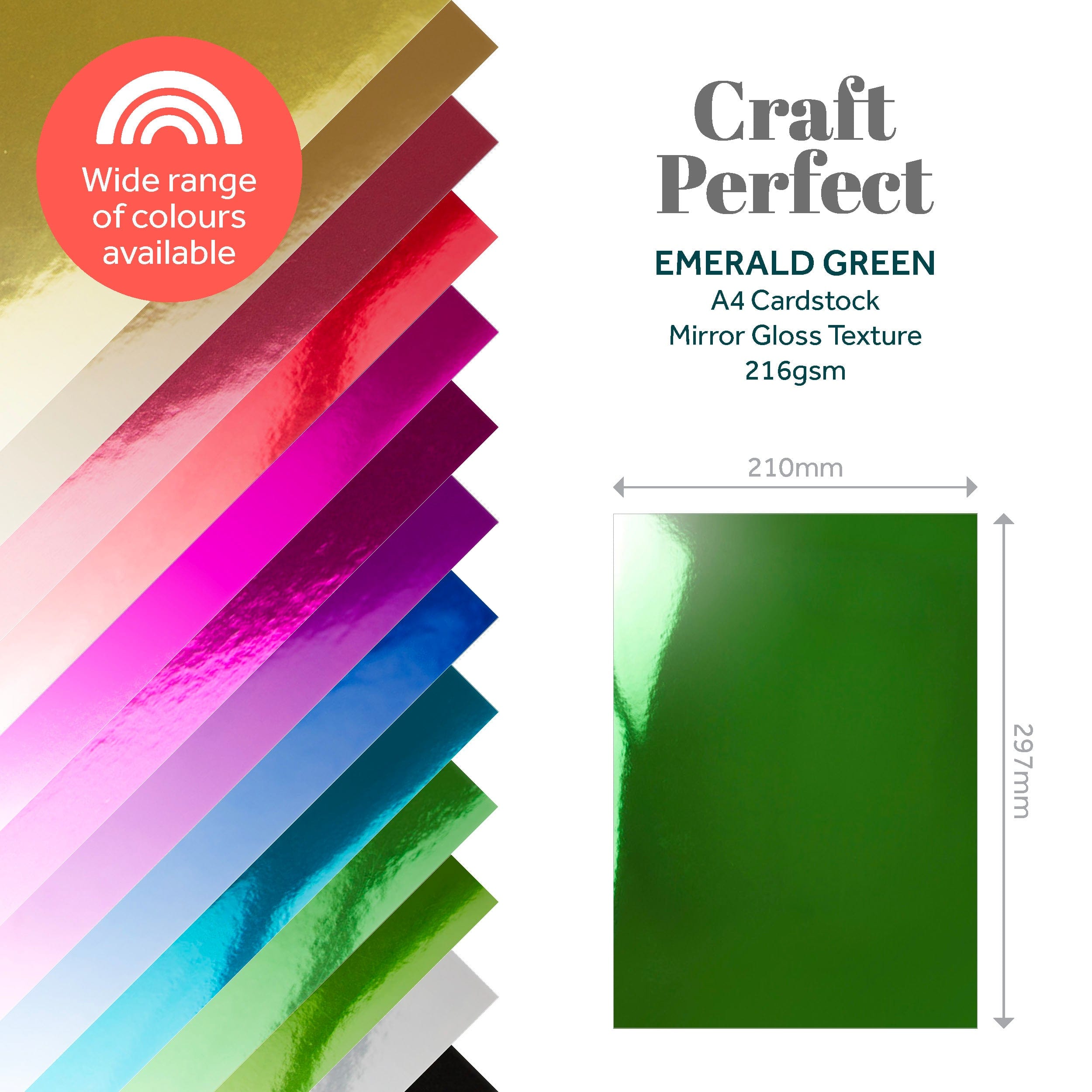 4-Pack Emerald Green Mirror Card A4 Size (9439E4) - Perfect for Scrapbooking, DIY Crafts, and Home Decor Projects