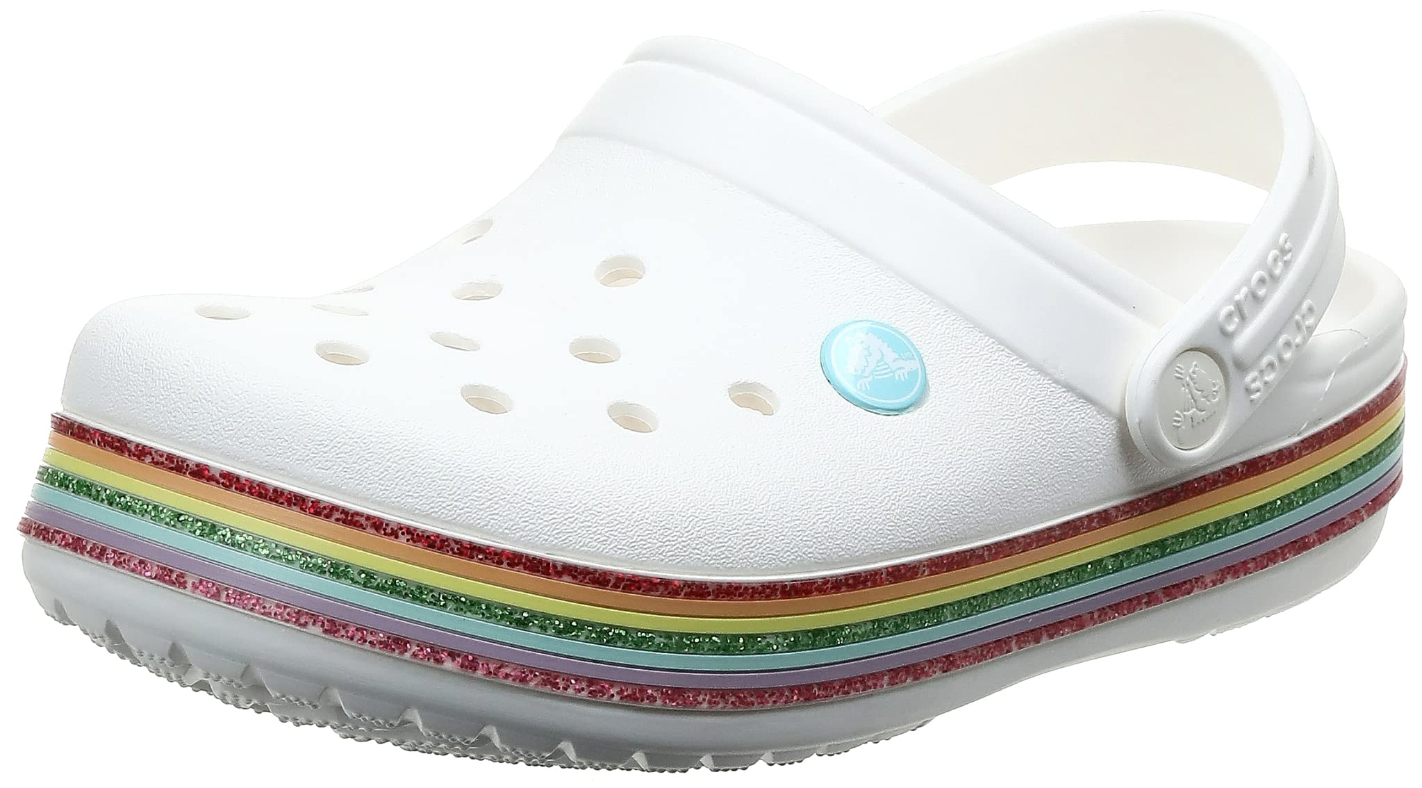 Crocs Unisex-Child Crocband Rainbow Band Clogs | Comfortable Kids' Water Shoes for Beach, Pool & Outdoor Play | Lightweight & Durable Slip-On Sandals