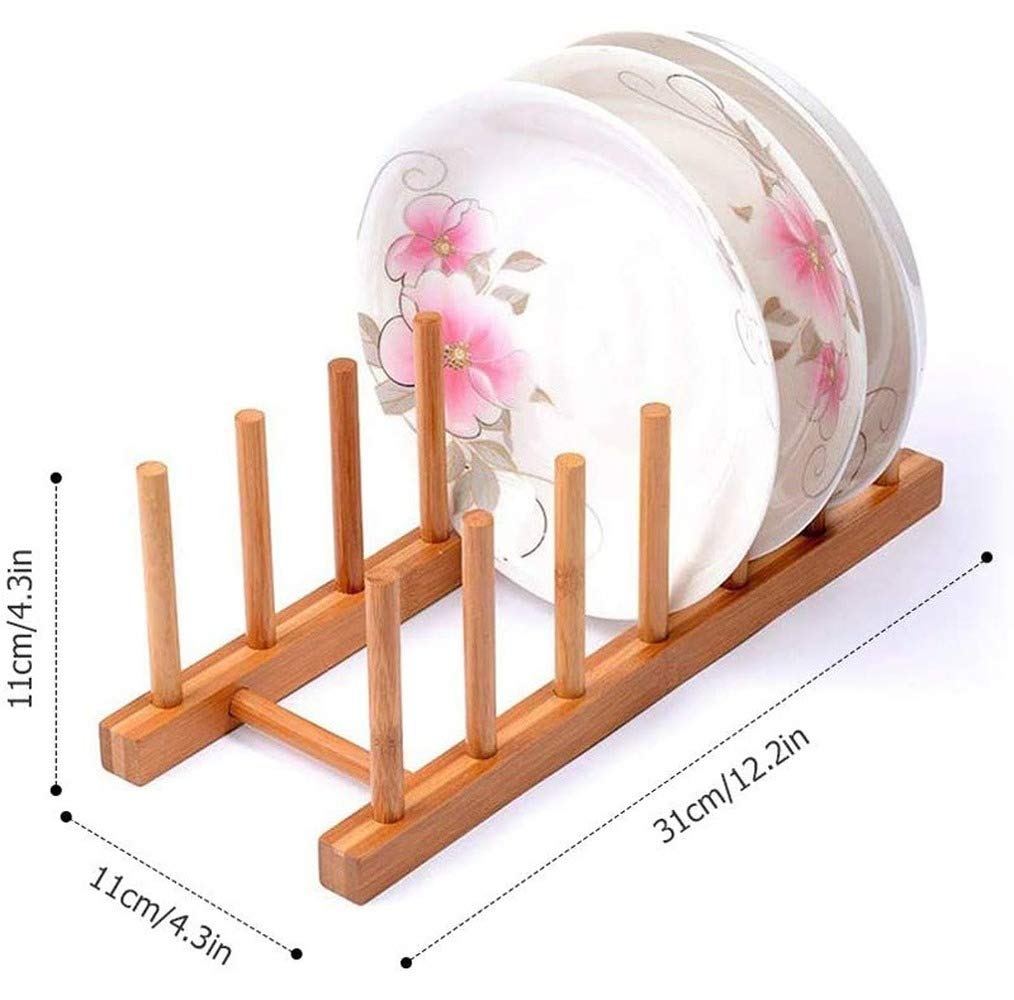 Bamboo Dish Drying Rack - Kitchen Organizer for Dishes & Cups | Space-Saving Countertop Storage