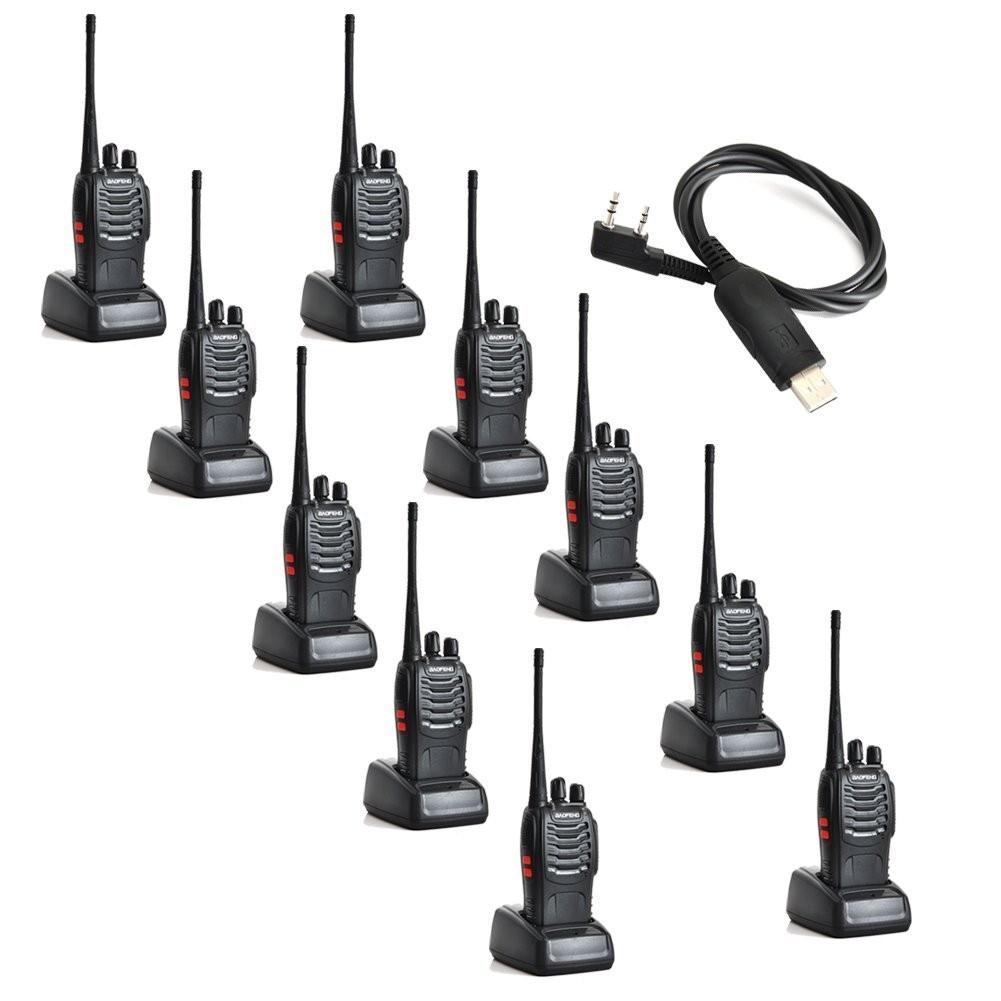Baofeng BF 888S 10-Pack Two-Way Radios with Programming Cable - Long Range Walkie Talkies for Outdoor Adventures, Construction Sites & Emergency Communication