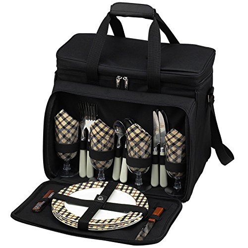 Premium 4-Person Picnic Cooler Backpack with Full Accessories Set - Insulated Outdoor Picnic Basket for Beach, Camping & Family Gatherings