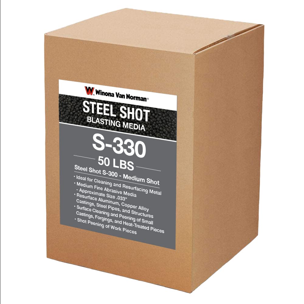 Steel Shot S-330 - Premium Blasting Media for Sandblasting & Surface Preparation - Medium Shot Size (50lb) - Ideal for Metal Cleaning, Rust Removal & Industrial Applications