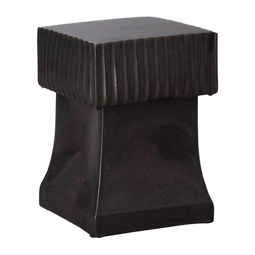 18 Inch Square Alex Ceramic Outdoor Garden Stool - Weather-Resistant Patio Seating & Side Table for Poolside, Deck, and Backyard Decor