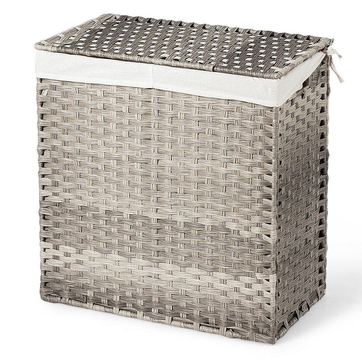 StateOJ Large Grey Laundry Basket with Handles - Foldable Laundry Hamper & Storage Organizer for Clothes, Toys, and Home Organization - Perfect for Bedroom, Bathroom, and Dorm Room