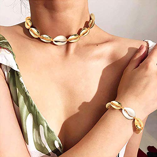 Handmade Gold Sea Shell Bracelet with Boho Cowry Beads - Women's Beach Jewelry for Summer Vacation & Boho Fashion Accessories