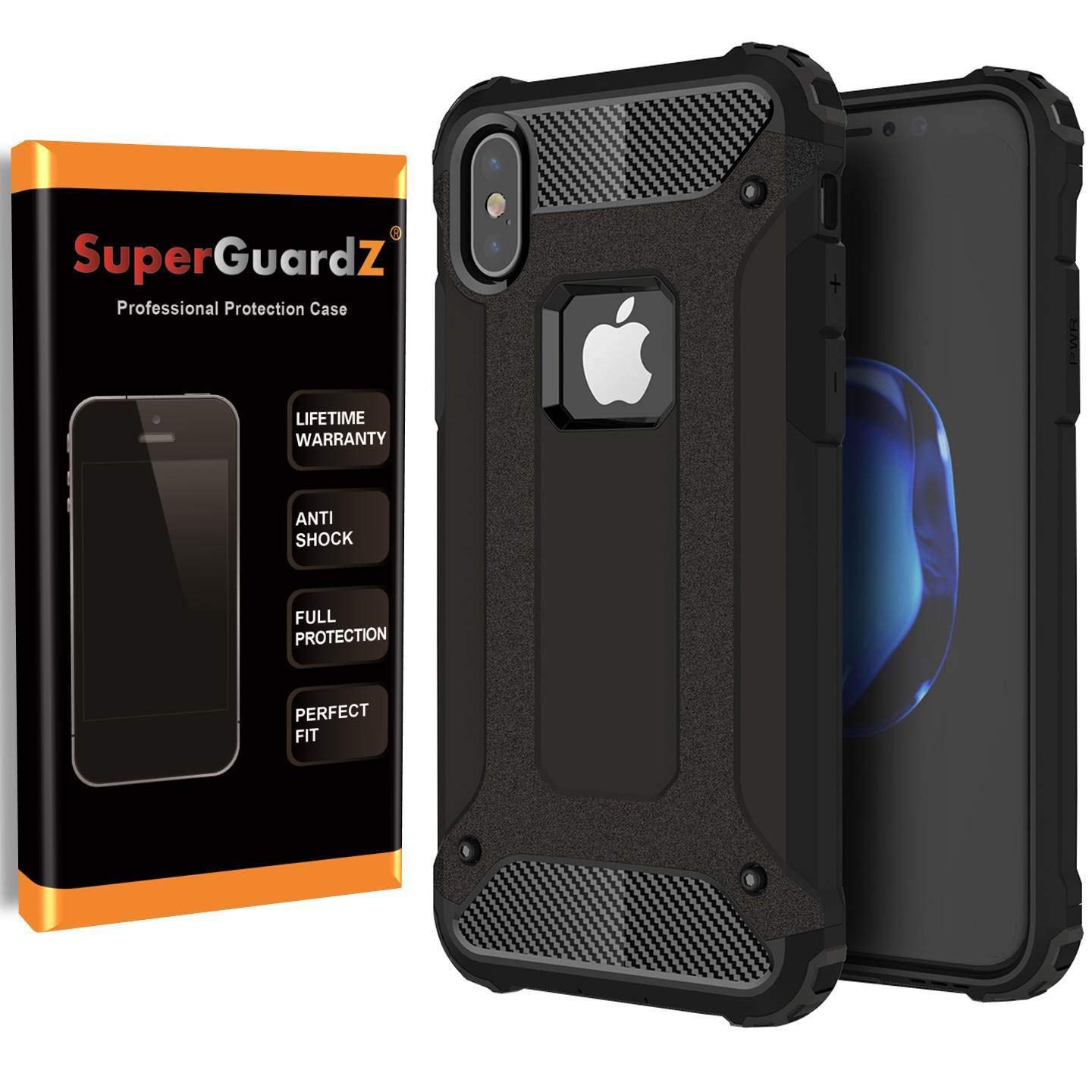 SuperGuardZ Heavy Duty Shockproof Case for iPhone Xs & iPhone X - Slim Protective Armor Cover [Black] | Perfect for Outdoor Activities, Work & Everyday Protection